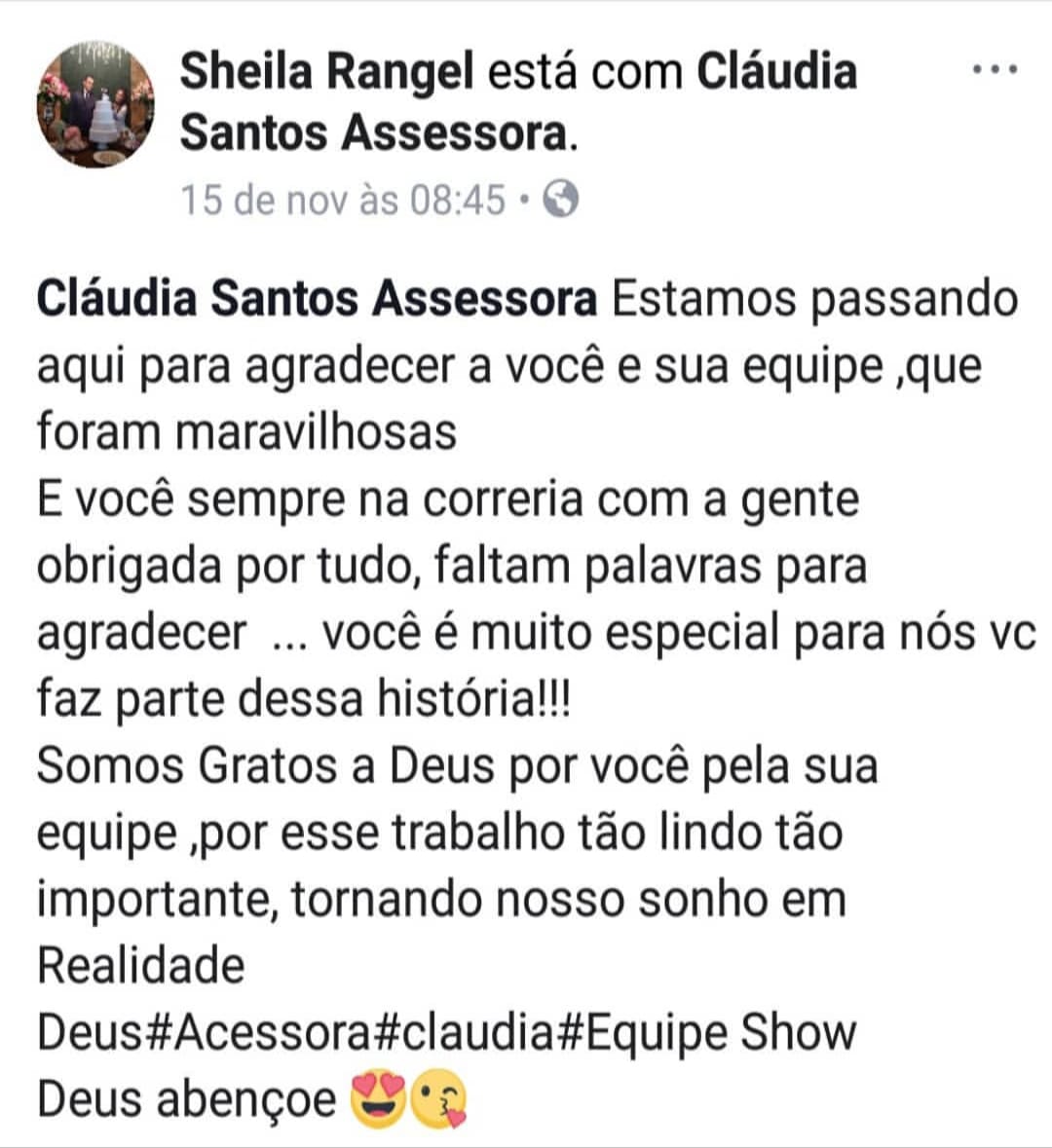 Depoimento de Sheila e Daniel no Instagram