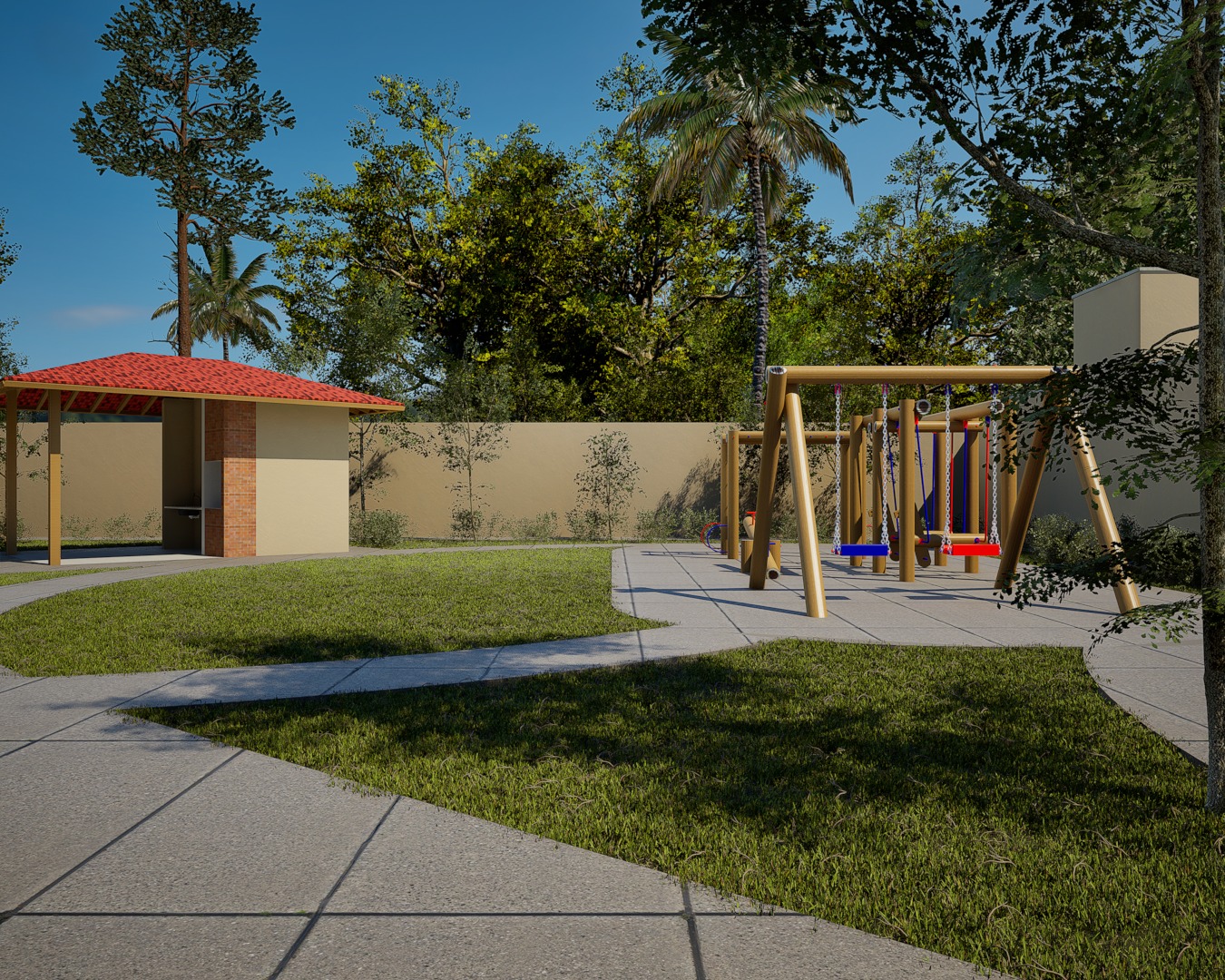Estrutura completa - Piscina e área de convivência