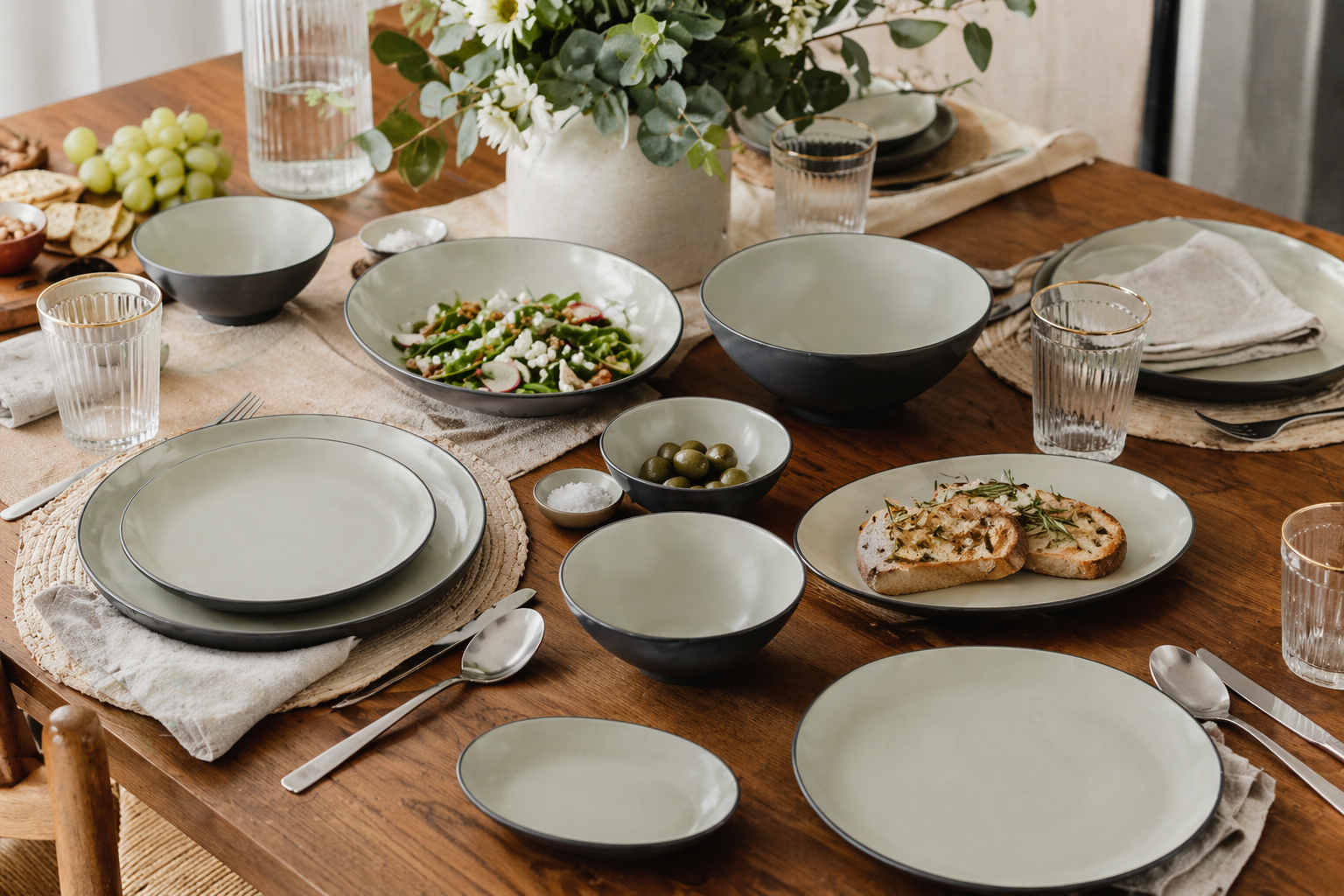 Styled table setting with premium melamine tableware