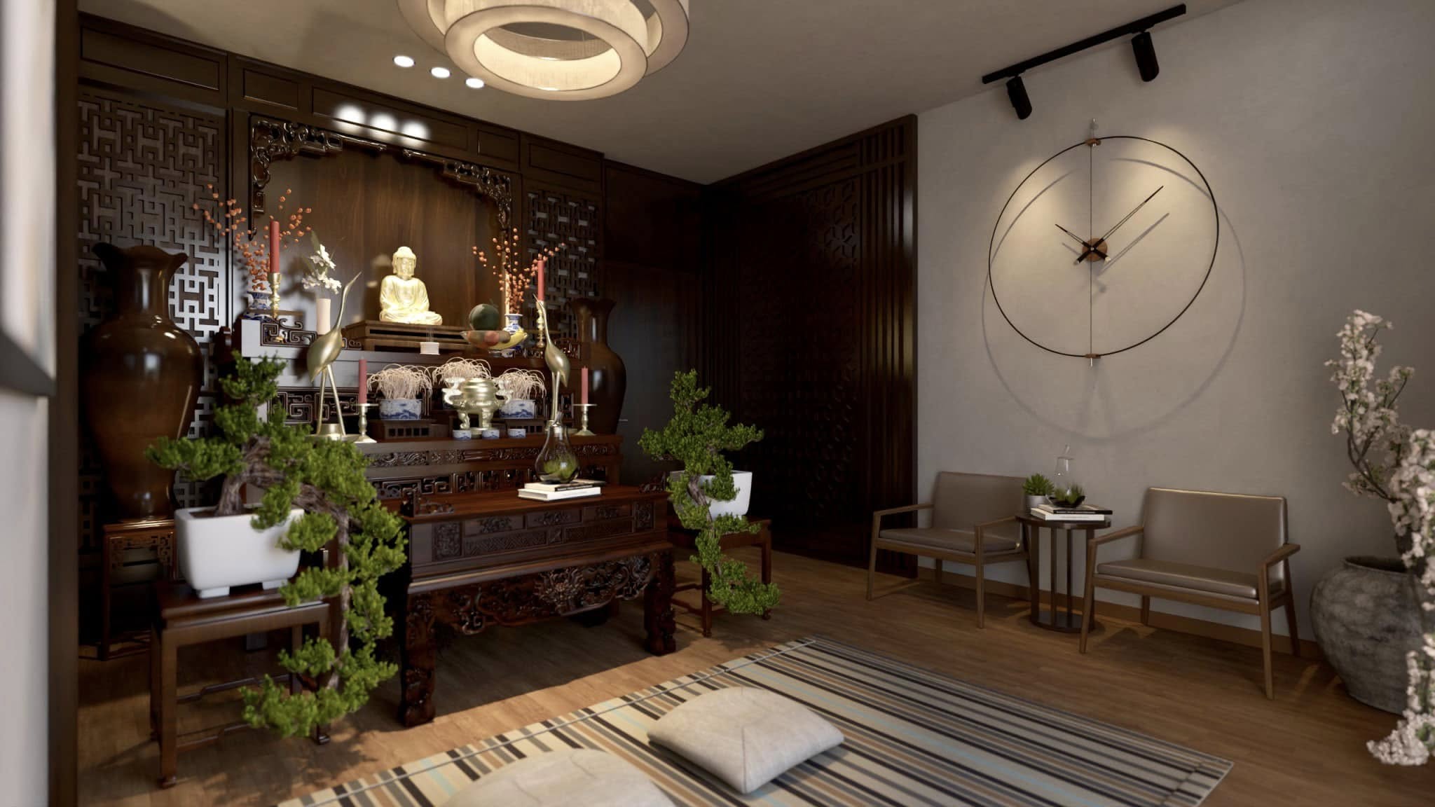 Phòng Khách – Tone Kem & Gỗ Ấm