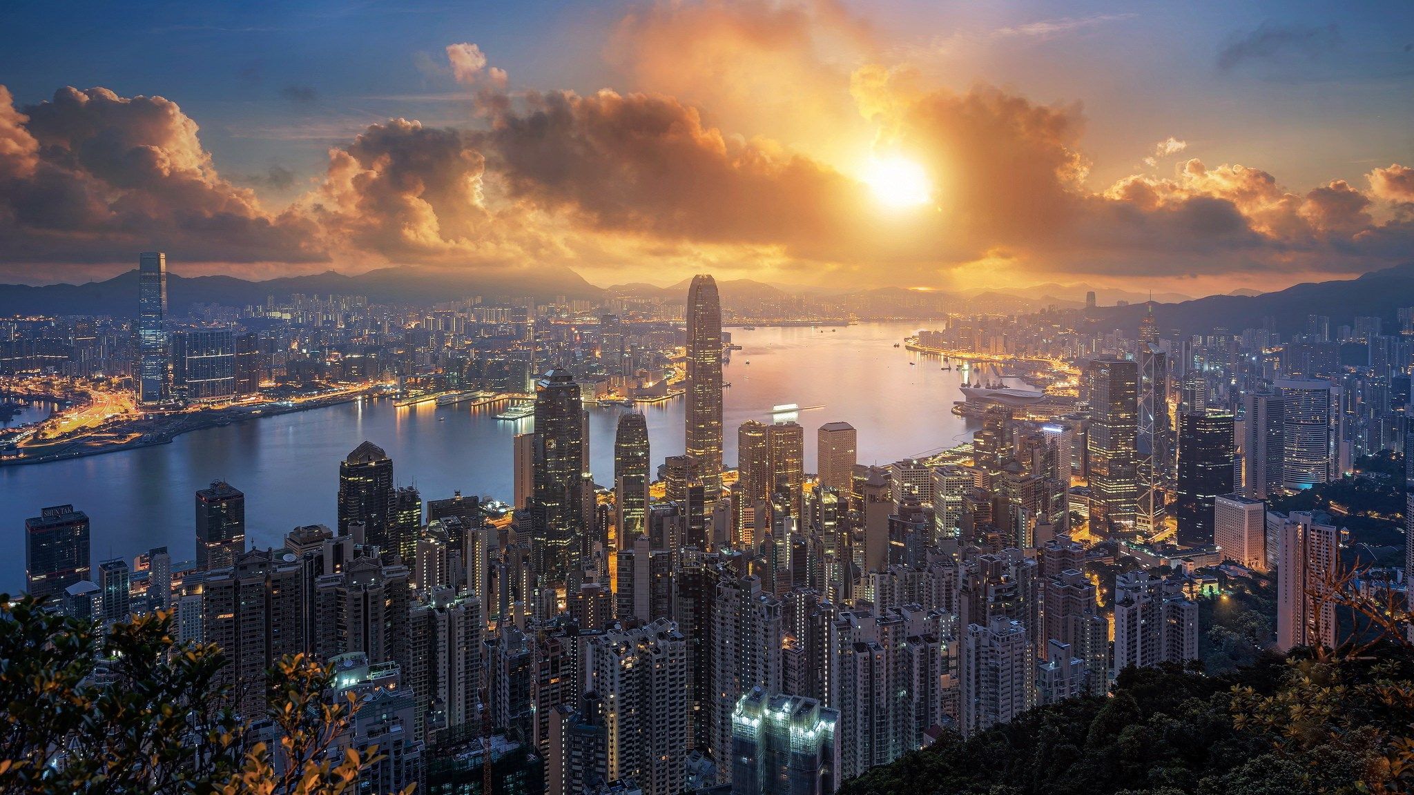 Hong Kong Victoria Harbour at Night