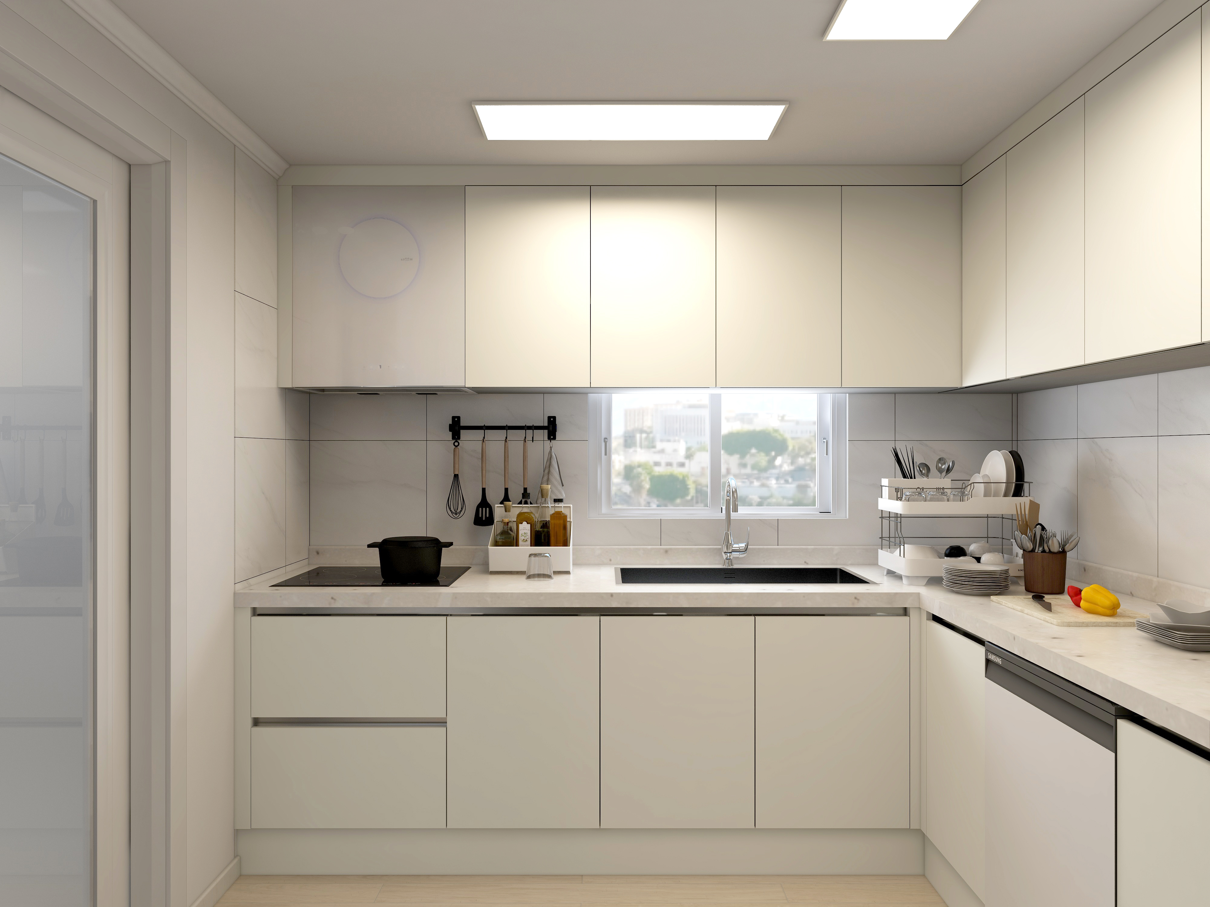 매트 크림화이트 싱크대 시공 사진 5