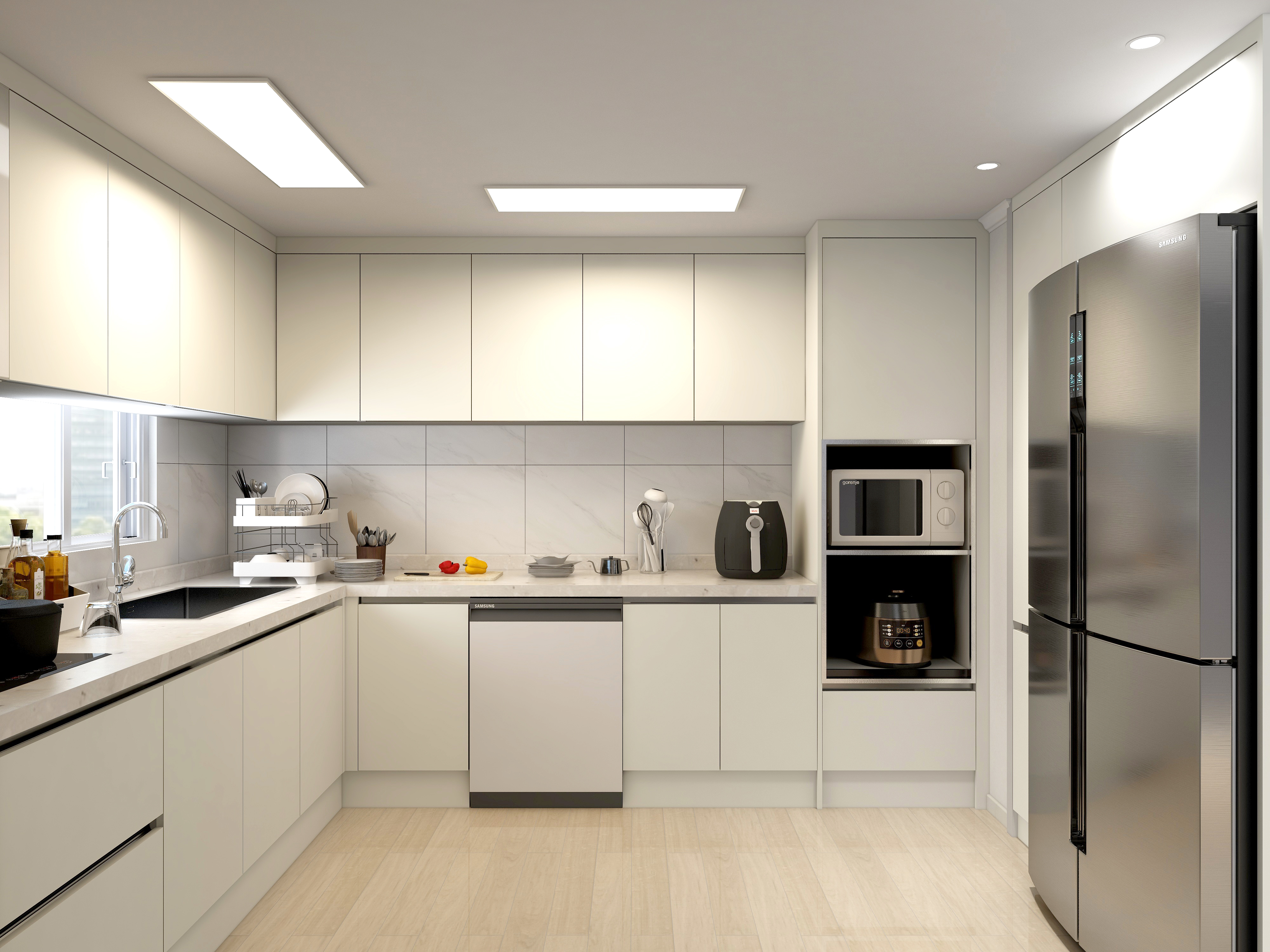 대구 수성구 싱크대 시공 — 매트 크림화이트 싱크대