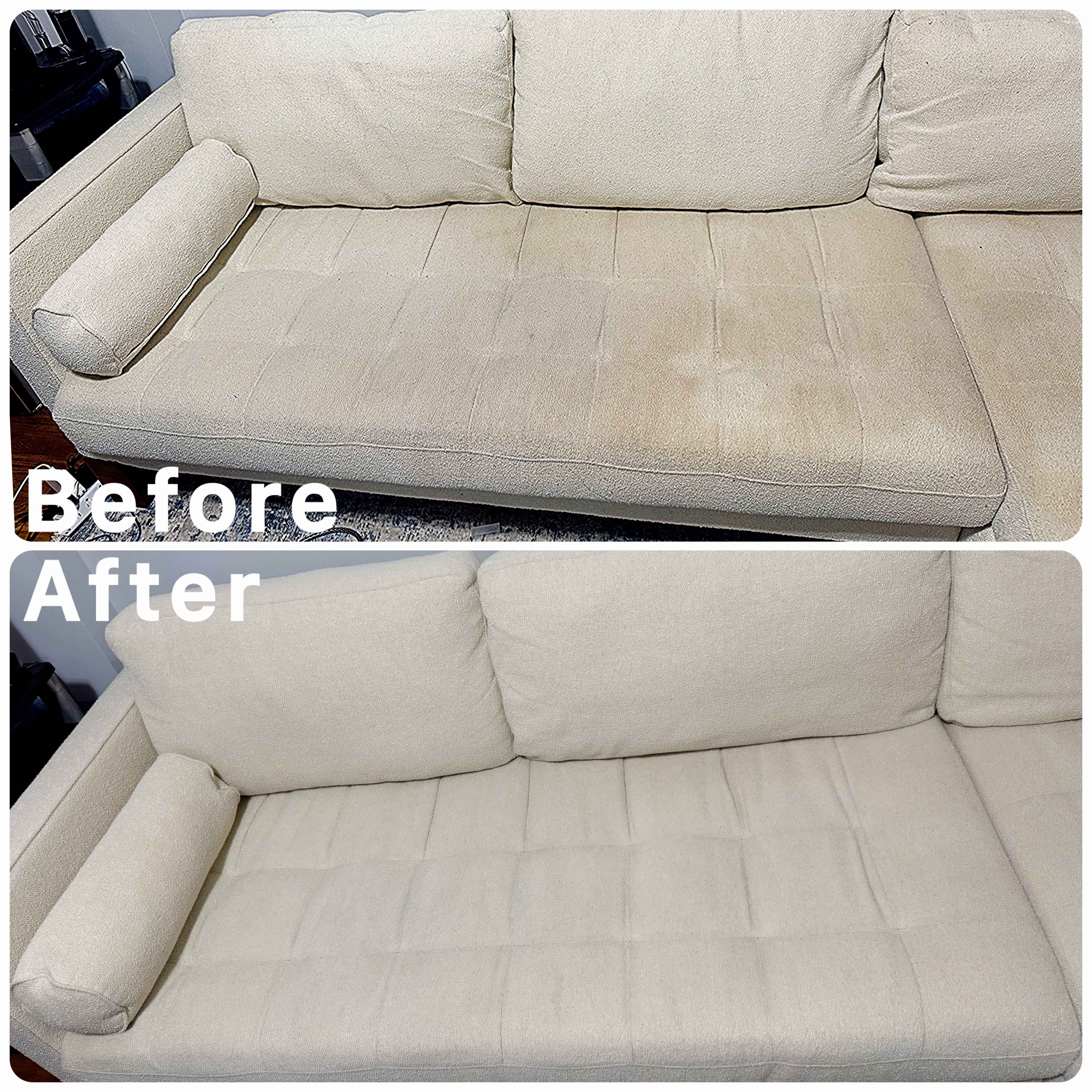 Patterned Fabric Sofa – Color Revival - Before and After Cleaning