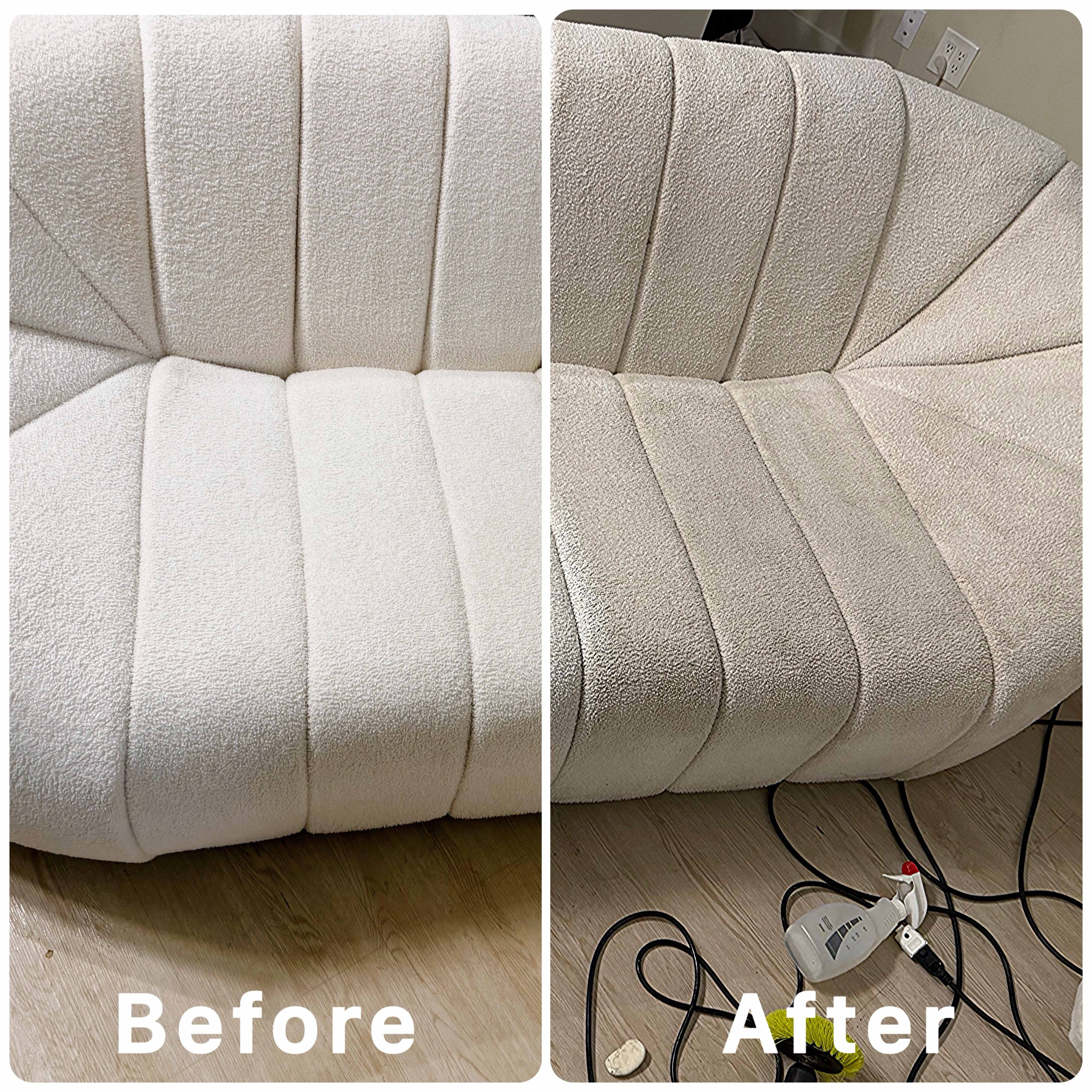 Oatmeal Fabric Sofa – Complete Renewal - Before and After Cleaning
