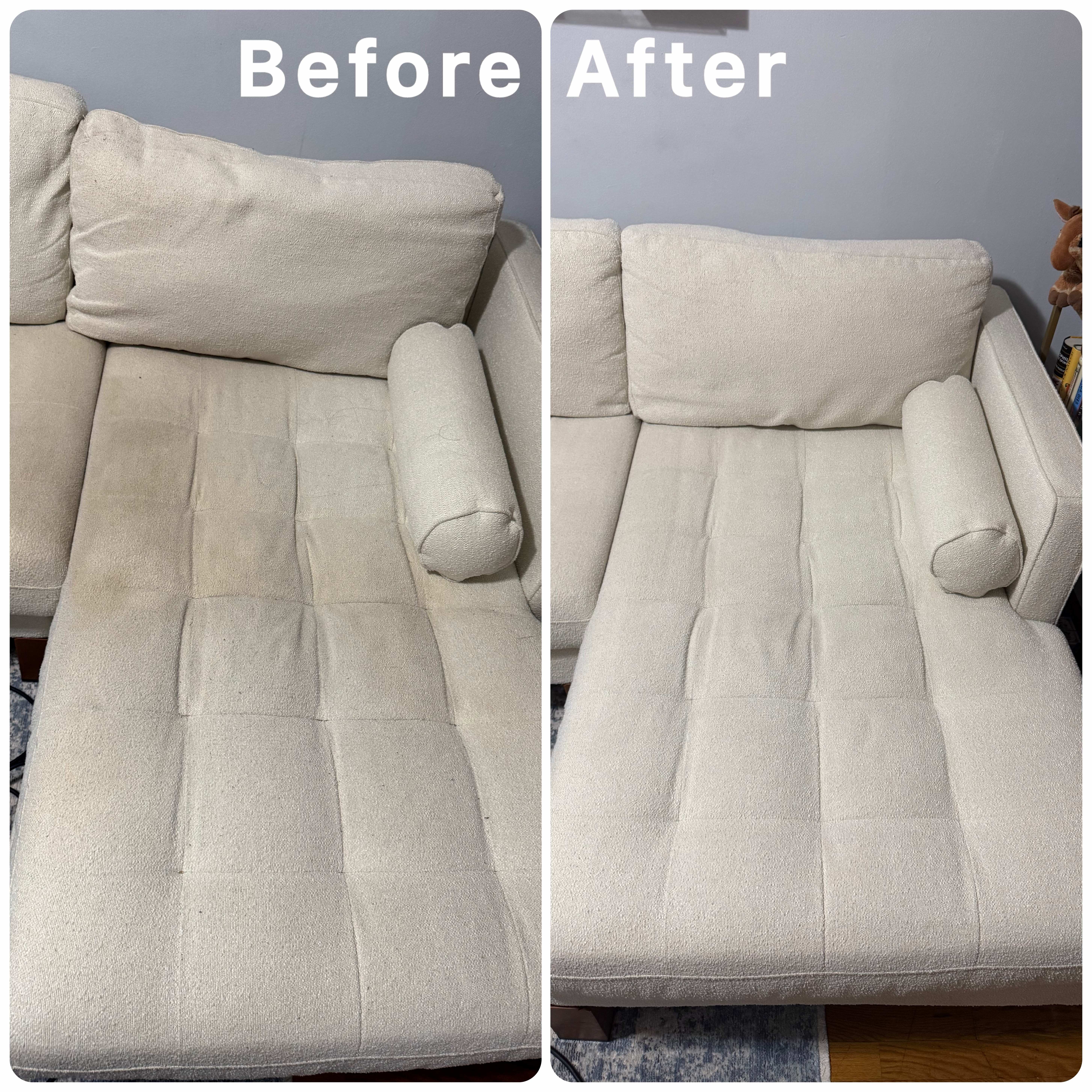 Navy Blue Velvet Sofa – Pile Revival - Before and After Cleaning