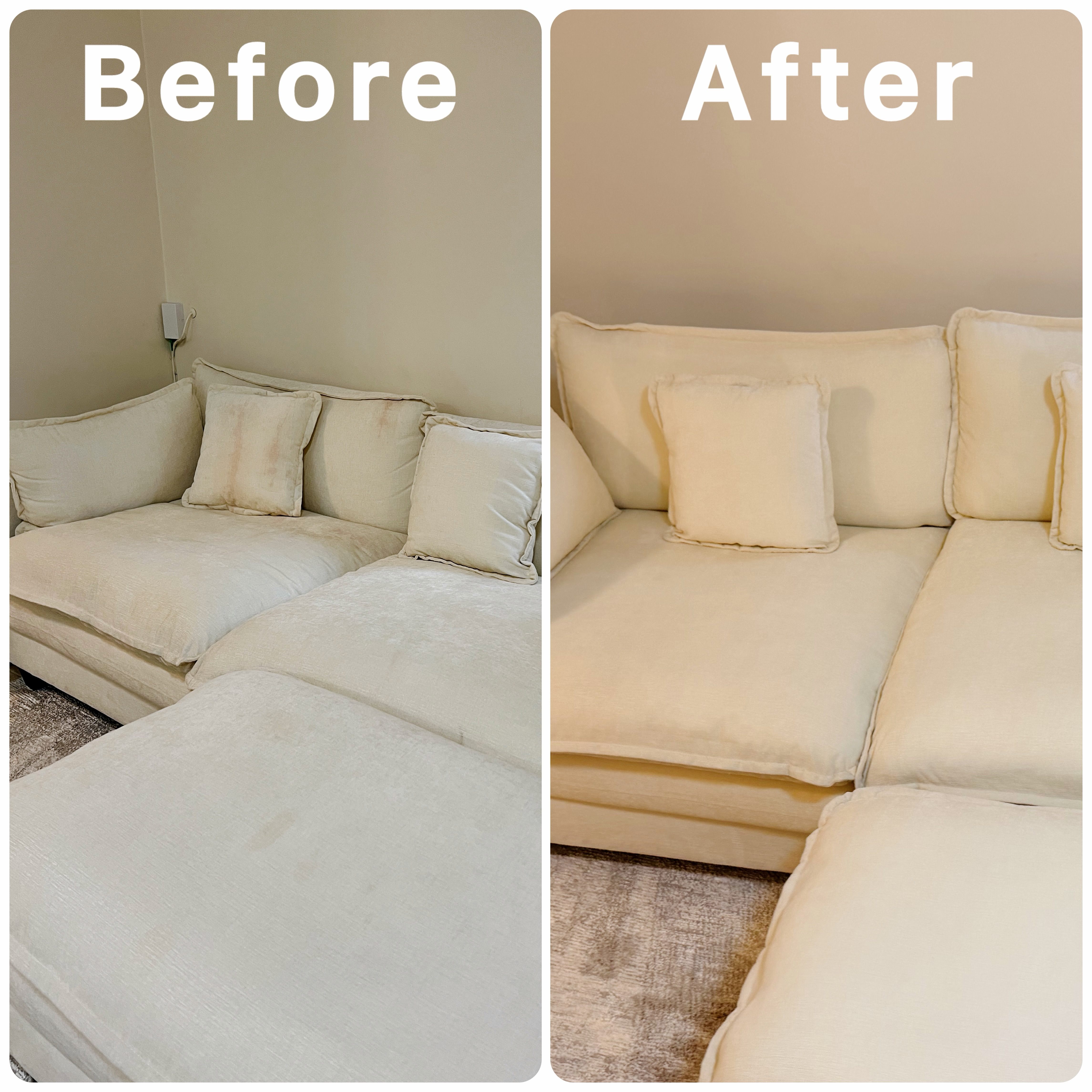 Light Gray Loveseat – Full Shampoo - Before and After Cleaning
