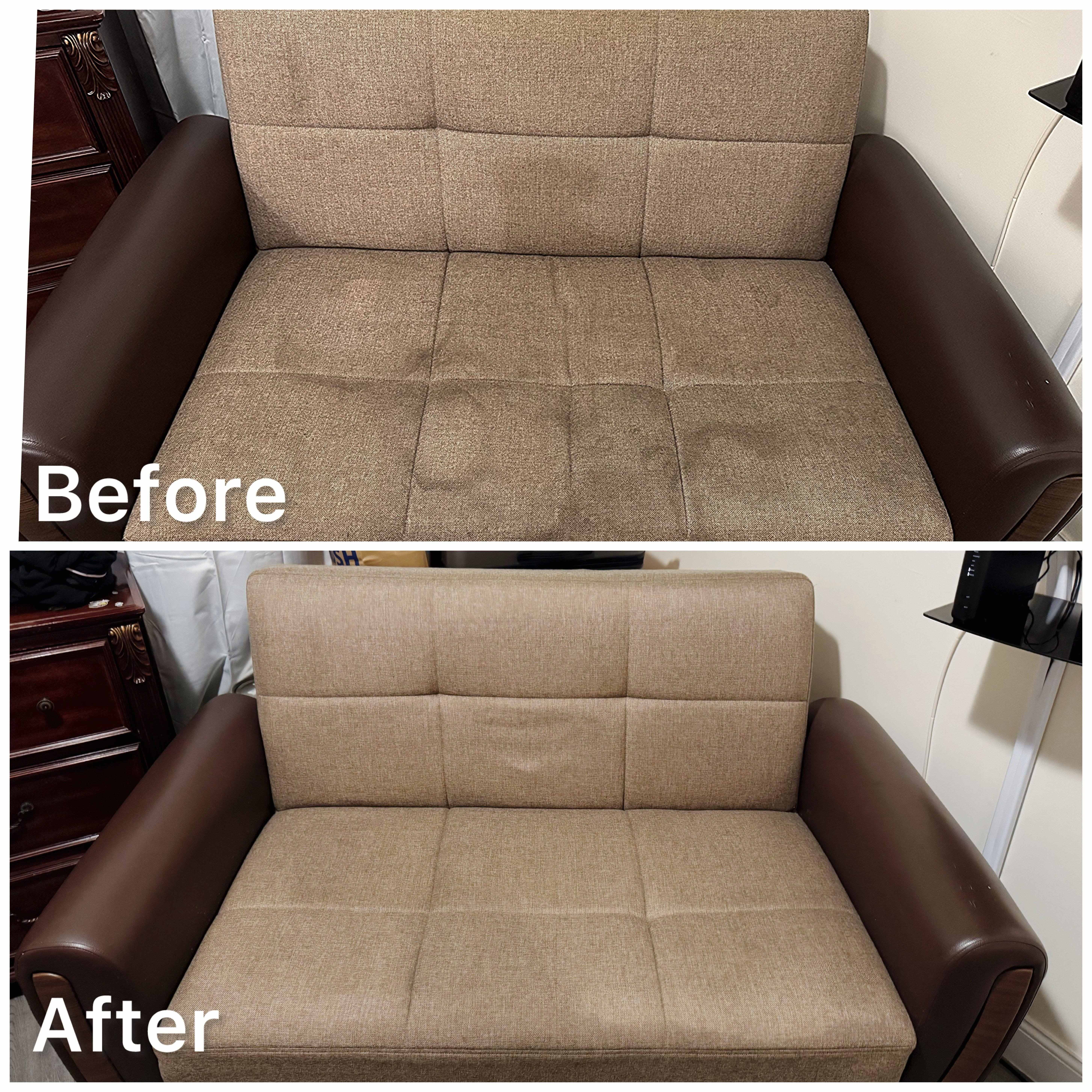 Beige Sectional – Edge & Cushion Refresh - Before and After Cleaning
