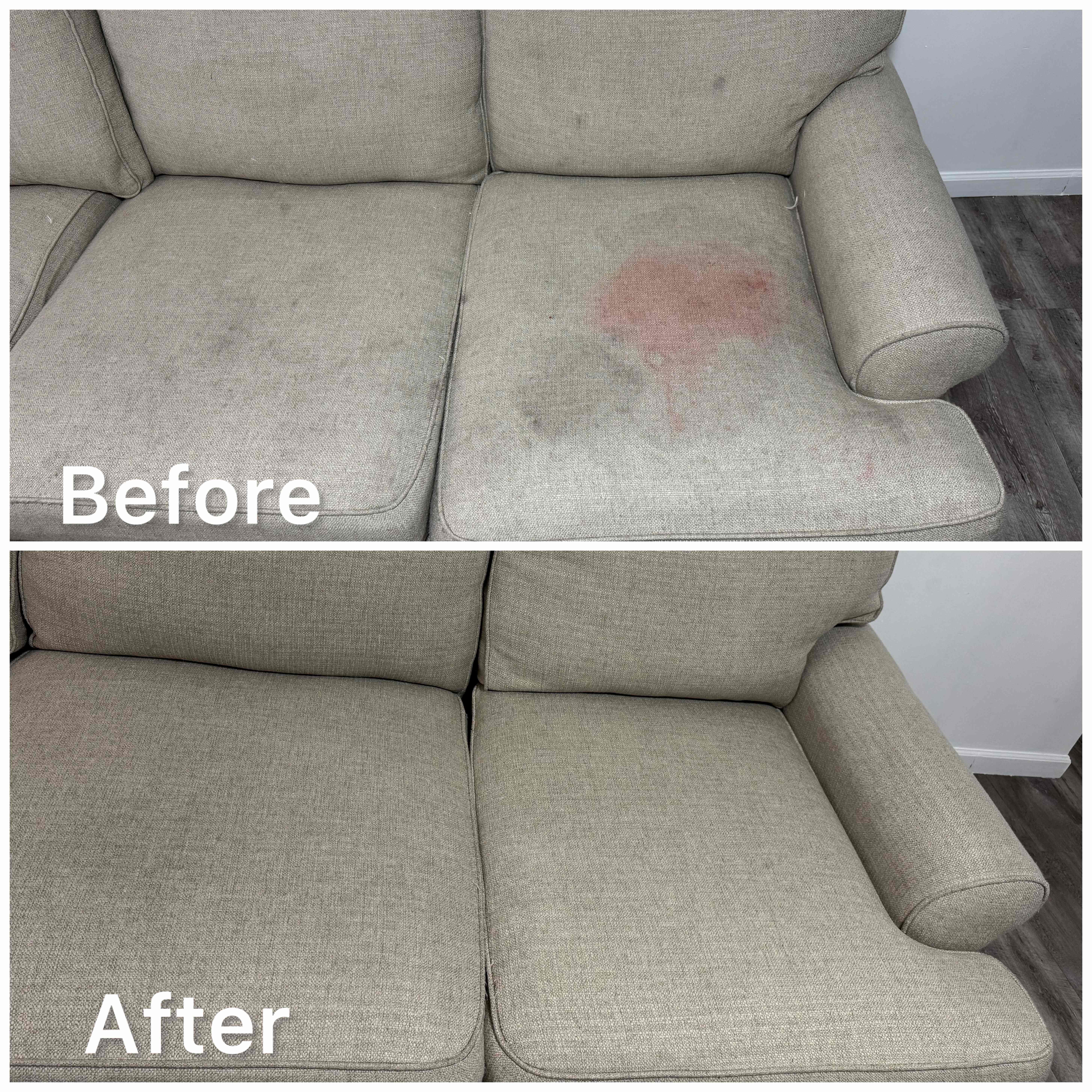 Sage Green Sectional – Color Revival - Before and After Cleaning