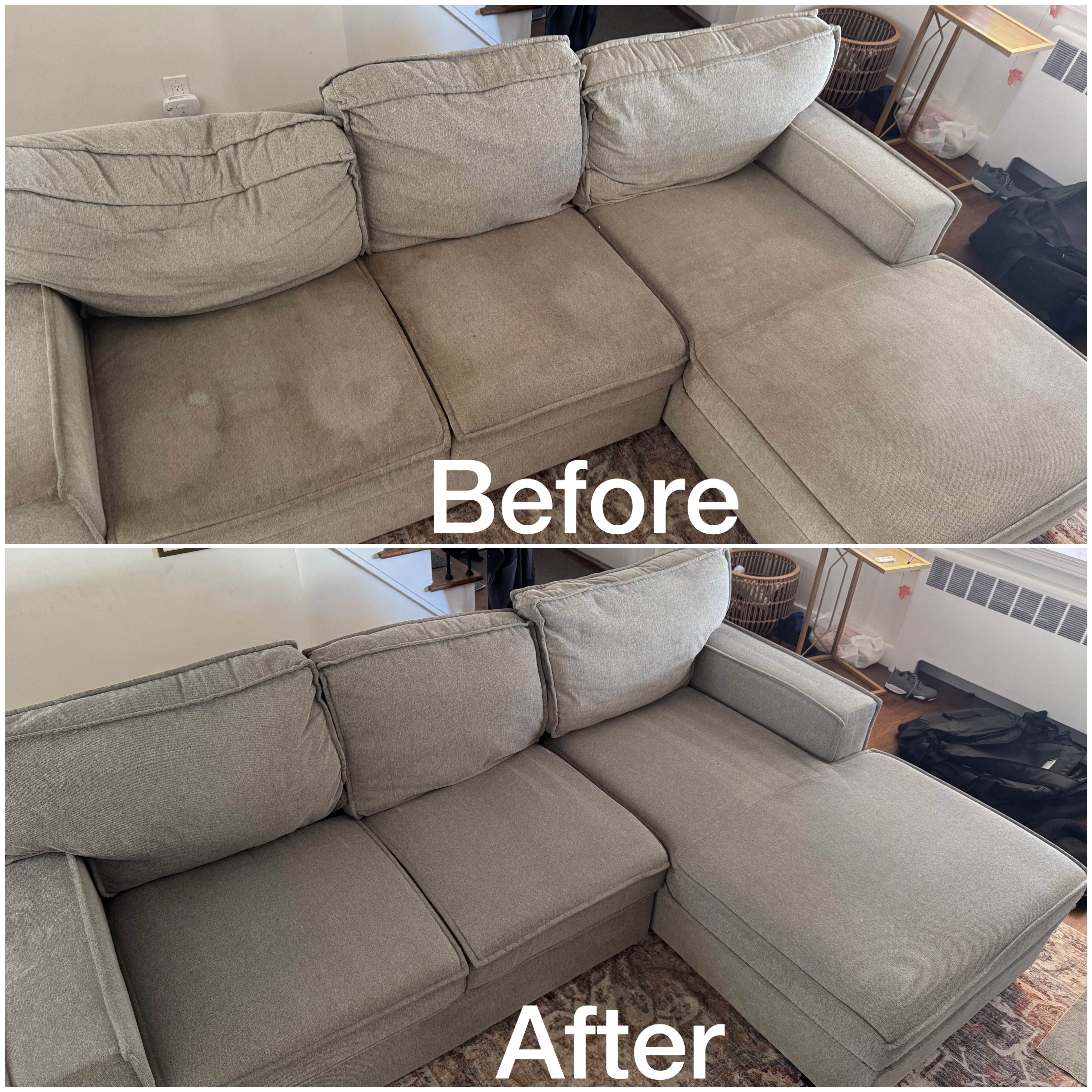 Dark Fabric Sectional – Deep Restoration - Before and After Cleaning
