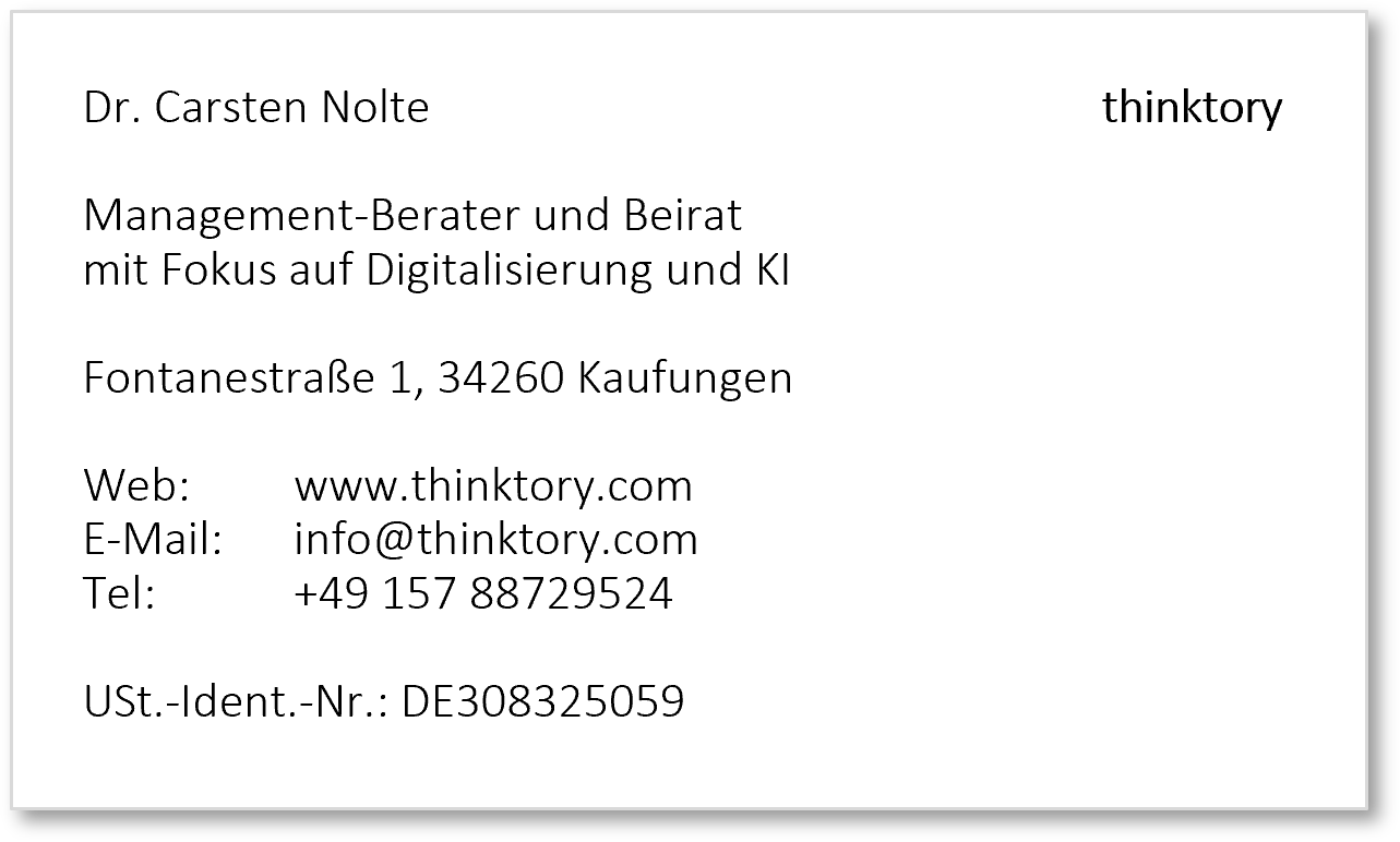thinktory Visitenkarte – Dr. Carsten Nolte