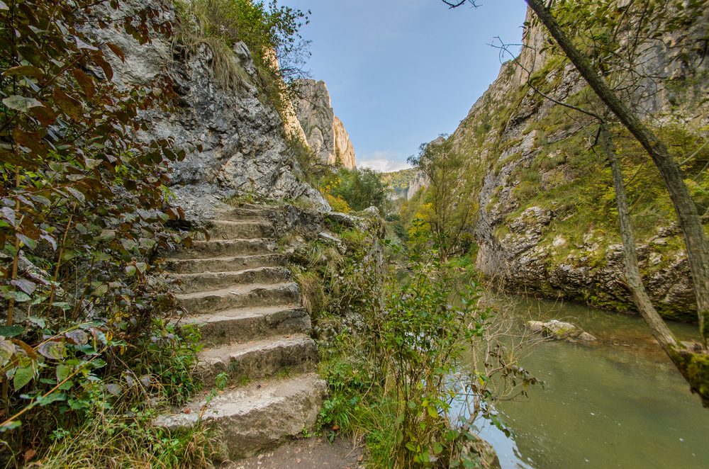 Zip Hike Steam daytrips cluj napoca — hiking trail through Turda Gorge canyon floor