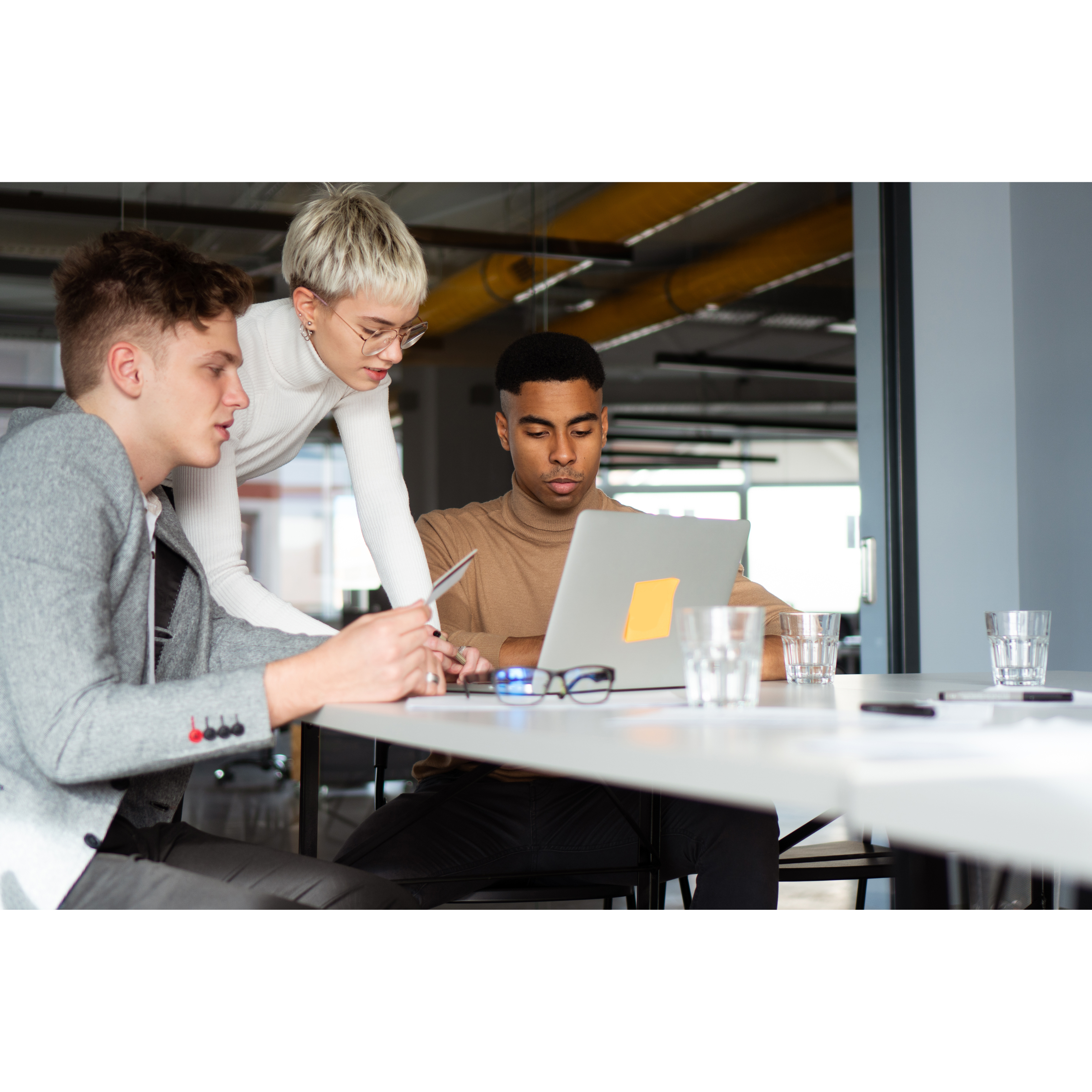 Brand strategist reviewing materials