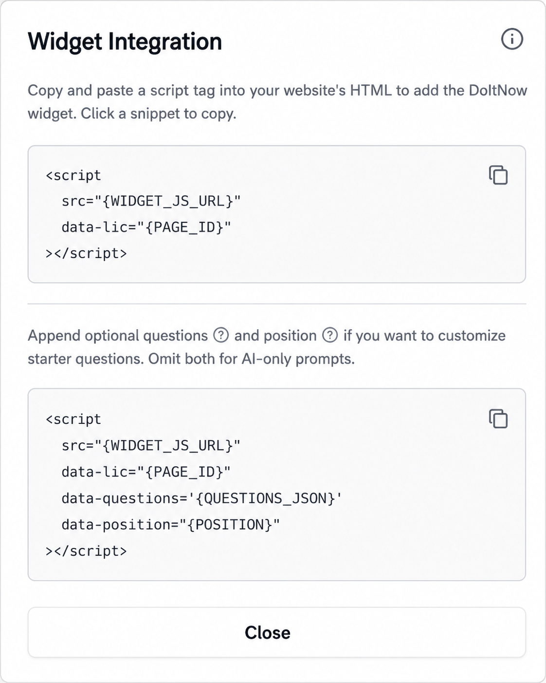DOITNOW AI widget customization with logo upload, welcome message input, and live chat preview