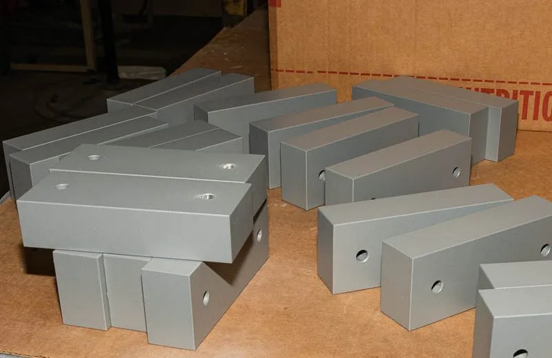 Powder coated industrial parts ready for delivery