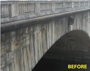 Public DOT bridge before sandblasting restoration