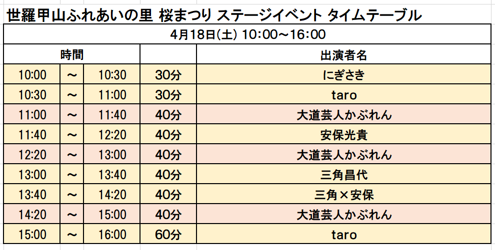 4月18日タイムテーブル