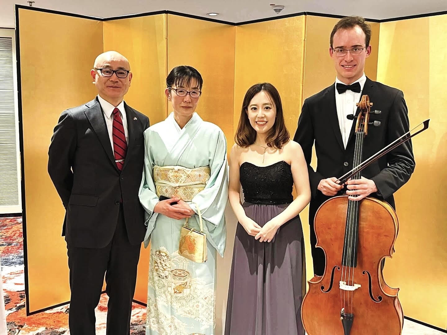 March 16, 2026 - At the Emperor's Birthday Reception with Consul General Tsunoda and his wife, and cellist Frederick