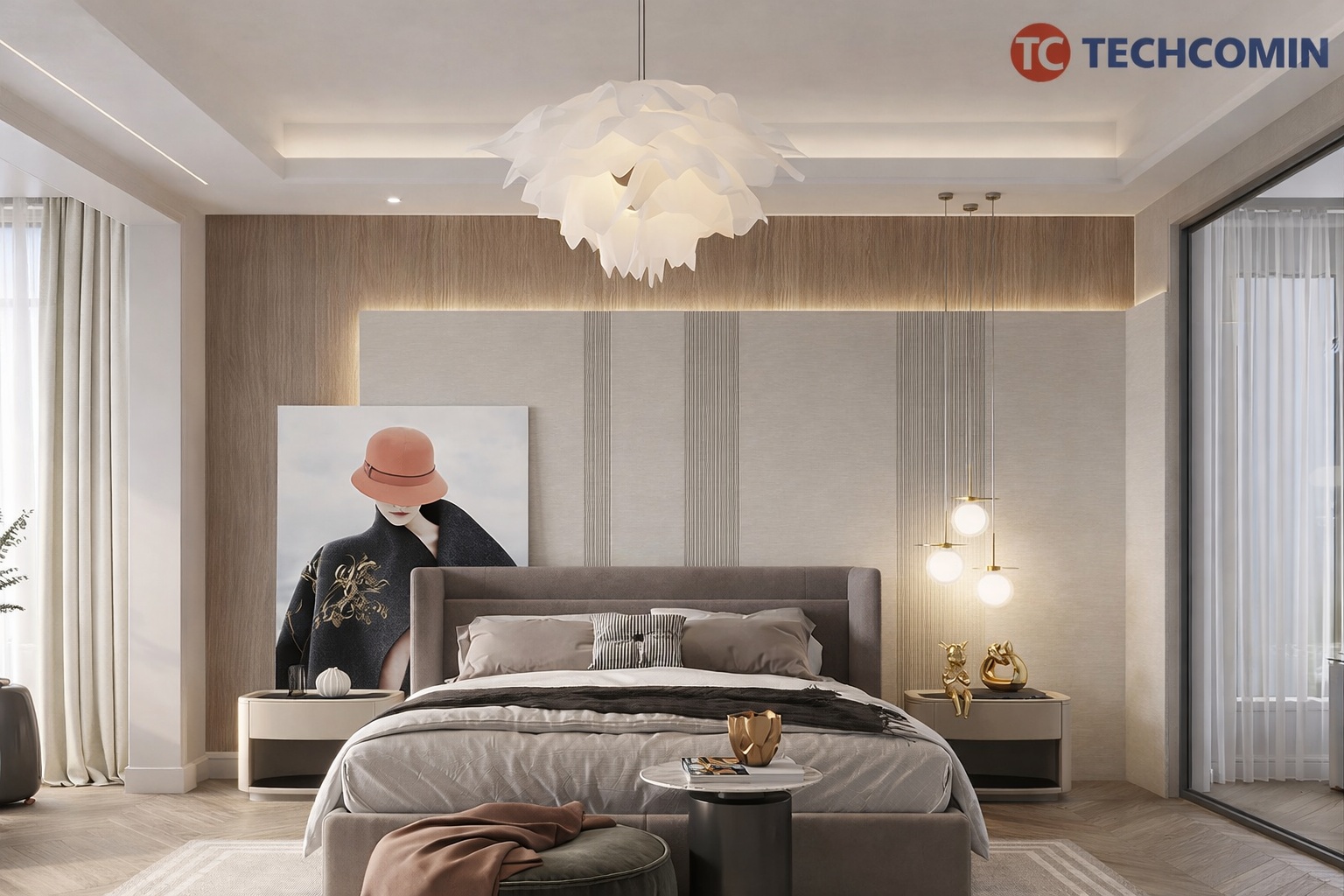 Tấm ốp than tre trang trí phòng ngủ – không gian ấm cúng, tinh tế với vật liệu ốp tường than tre TECHCOMIN