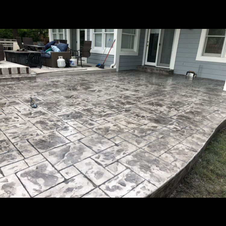 Stamped Concrete Patio — Ashlar Pattern — Concrete Contractor in Arvada, CO | C&O Concrete and Services Stamped Concrete Patio — Ashlar Pattern