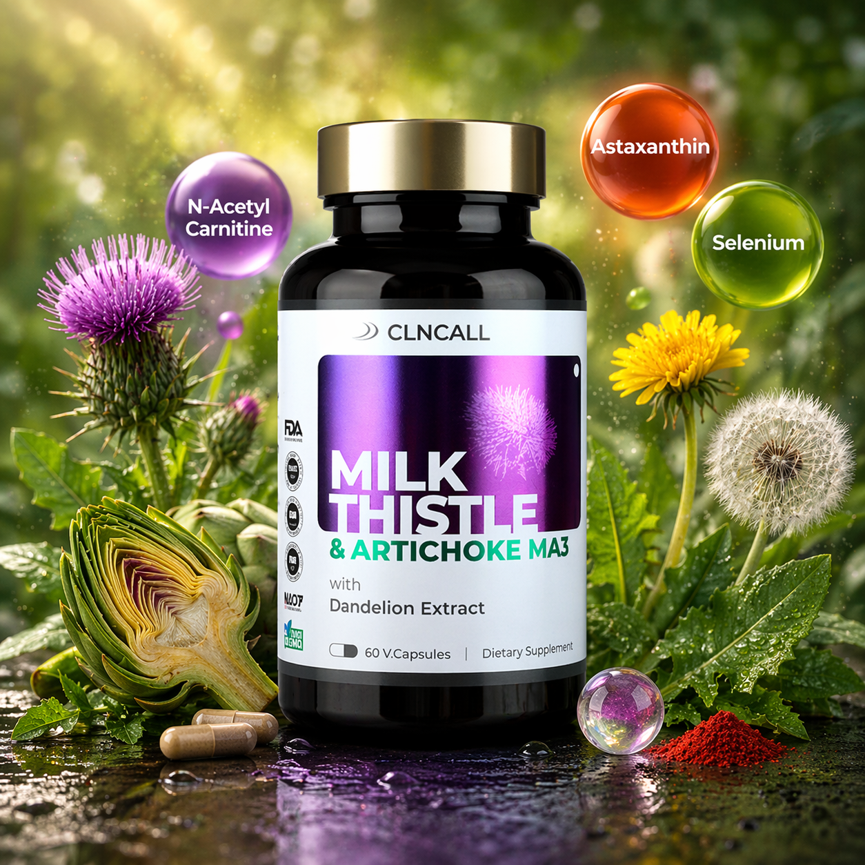 Milk Thistle Artichoke MA3 karaciğer detoks bitkisel takviye kapsül