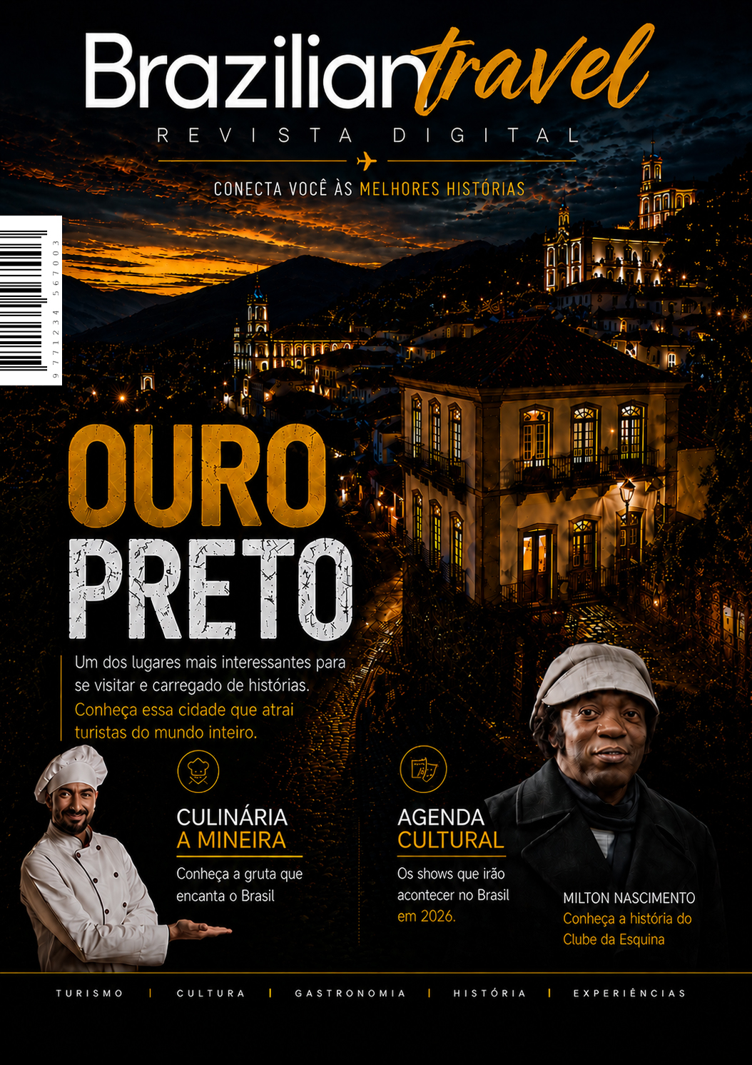 Capa Revista Brazilian Travel — Edição Maio 2026 — Ouro Preto