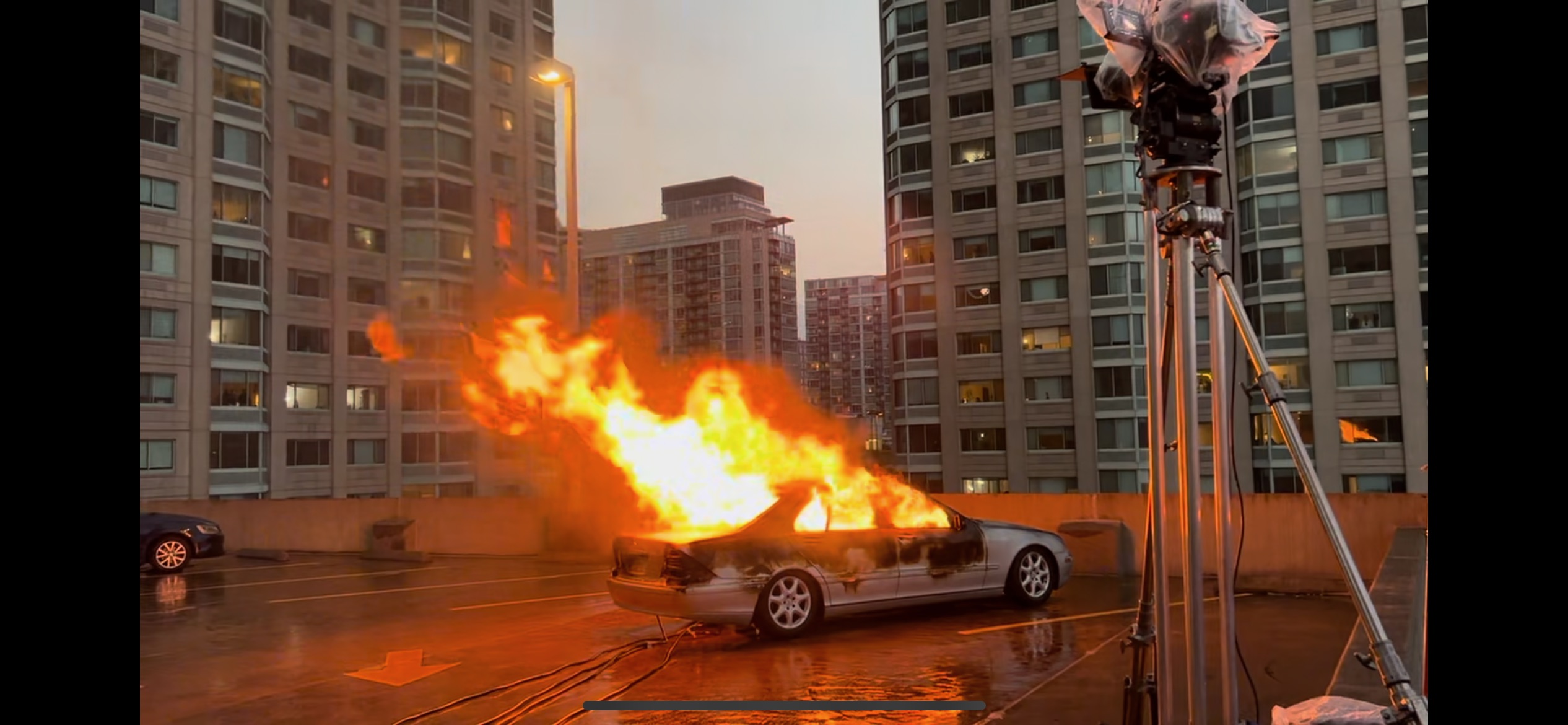 Controlled fire effect on set