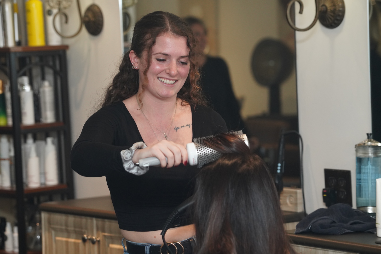 Hair styling at Mirror Mirror Boutique Mirror Mirror Hair Boutique salon styling session in Merrick NY