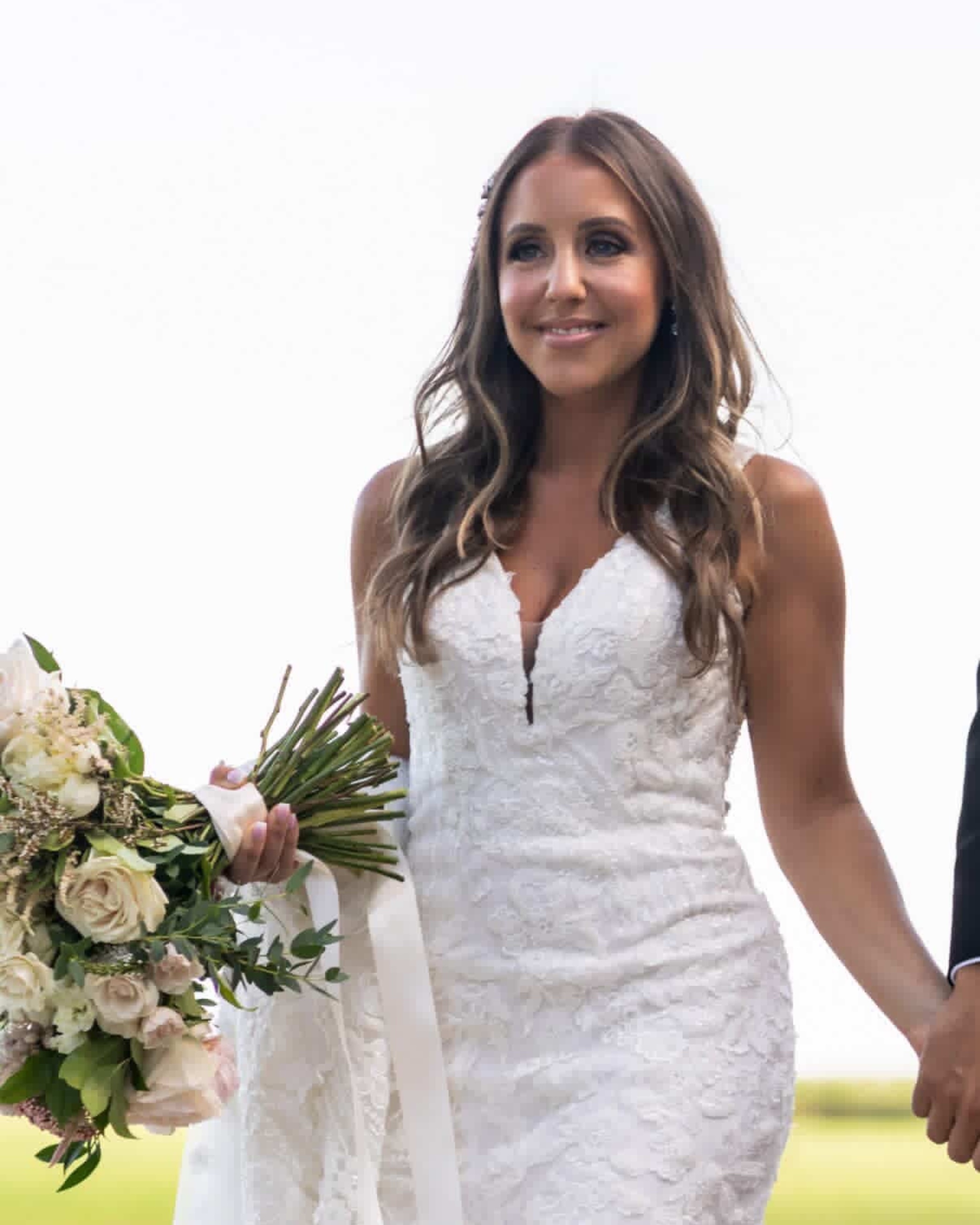 Romantic bridal waves with crystal accessory - Mirror Mirror Hair Boutique