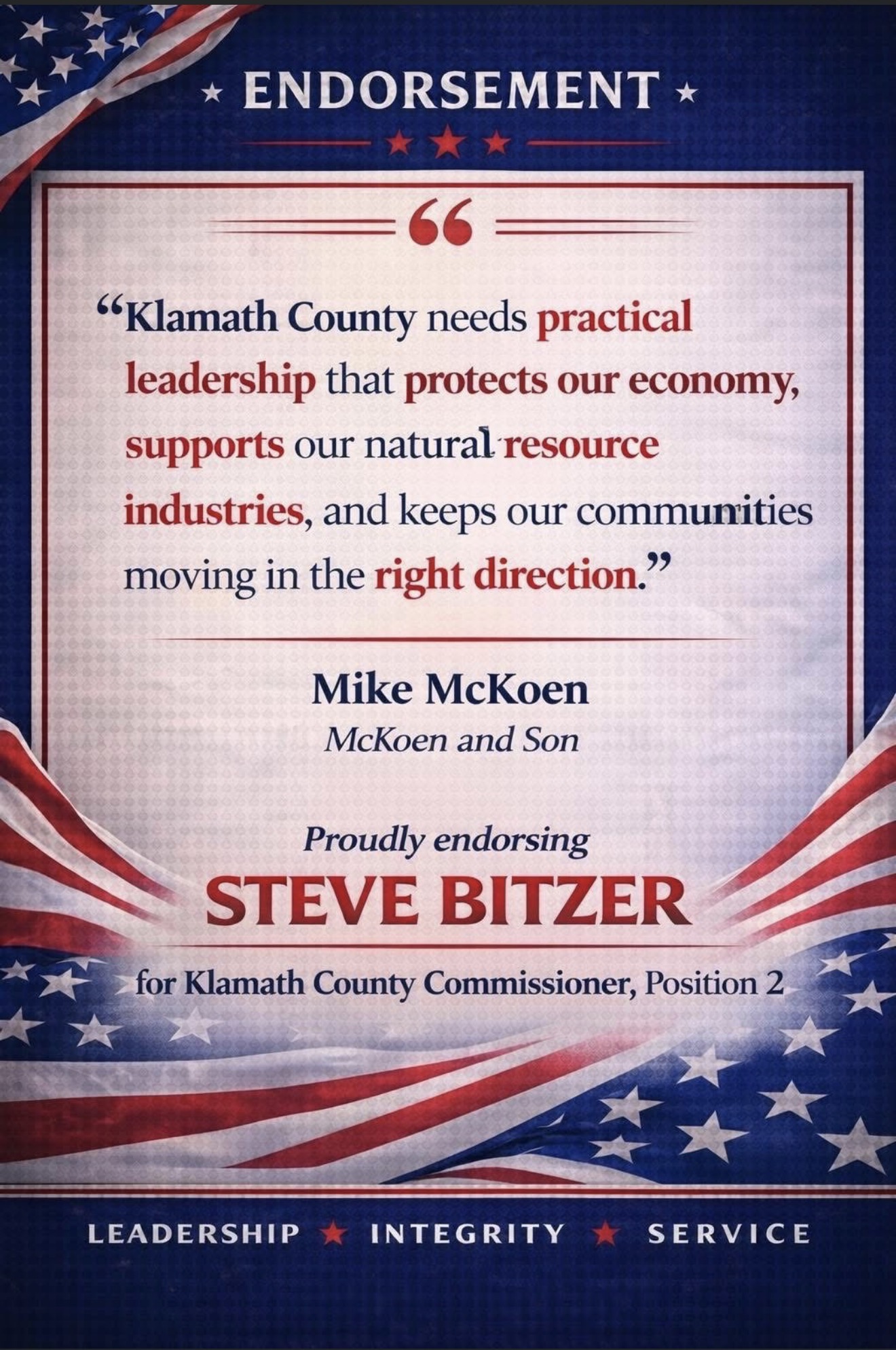 Endorsement from Mike McKoen
