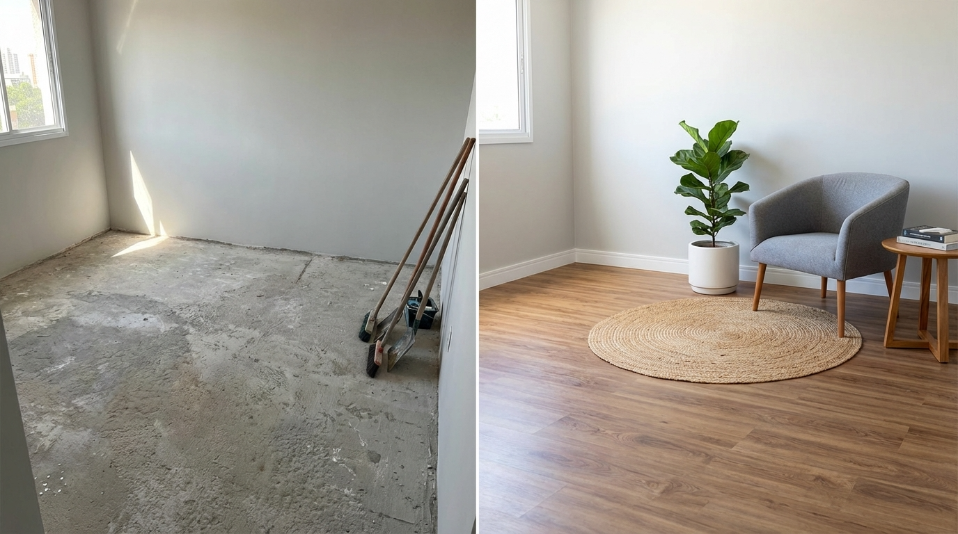 Depois da instalação de piso – Sala de Estar