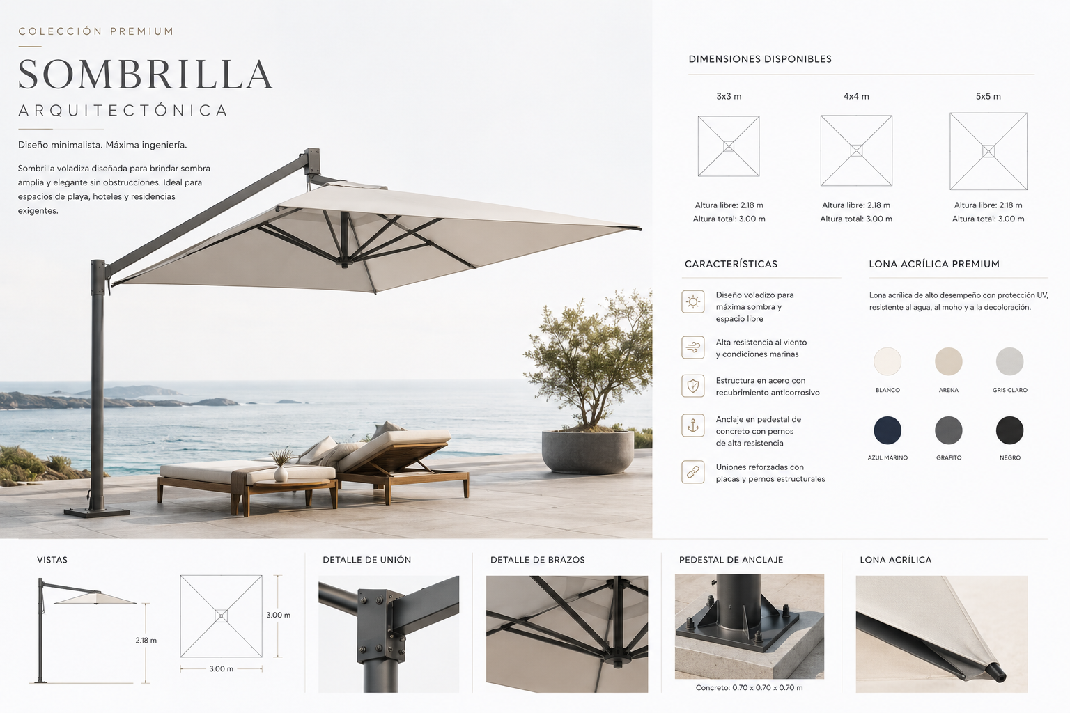 Sombrillas premium instaladas en resort de Costa Rica por Caupolicán
