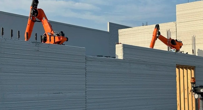 Alquist 3D large-scale 3D printed concrete structure, shown as a representation of completed 3DCP projects