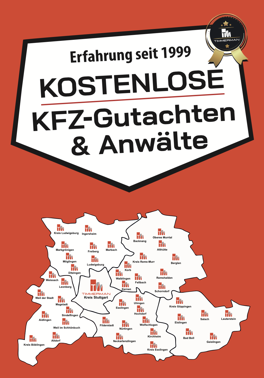 Timmerman KFZ-Gutachter Einsatzgebiet Stuttgart und Region