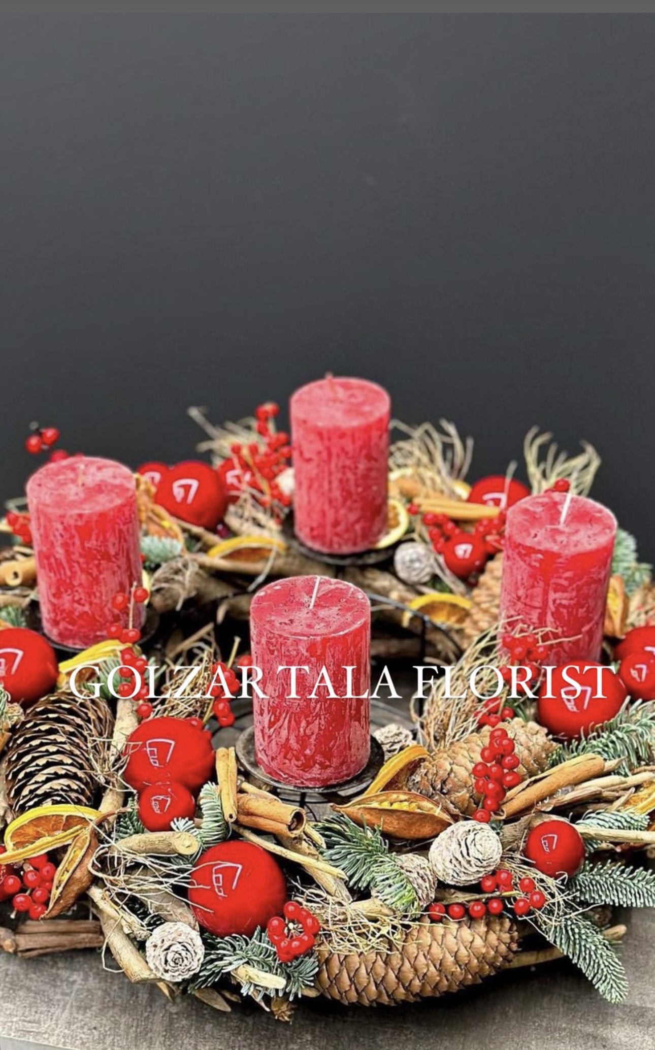 Warm and joyful bouquet bursting with festive colors — like unwrapping presents on Christmas morning