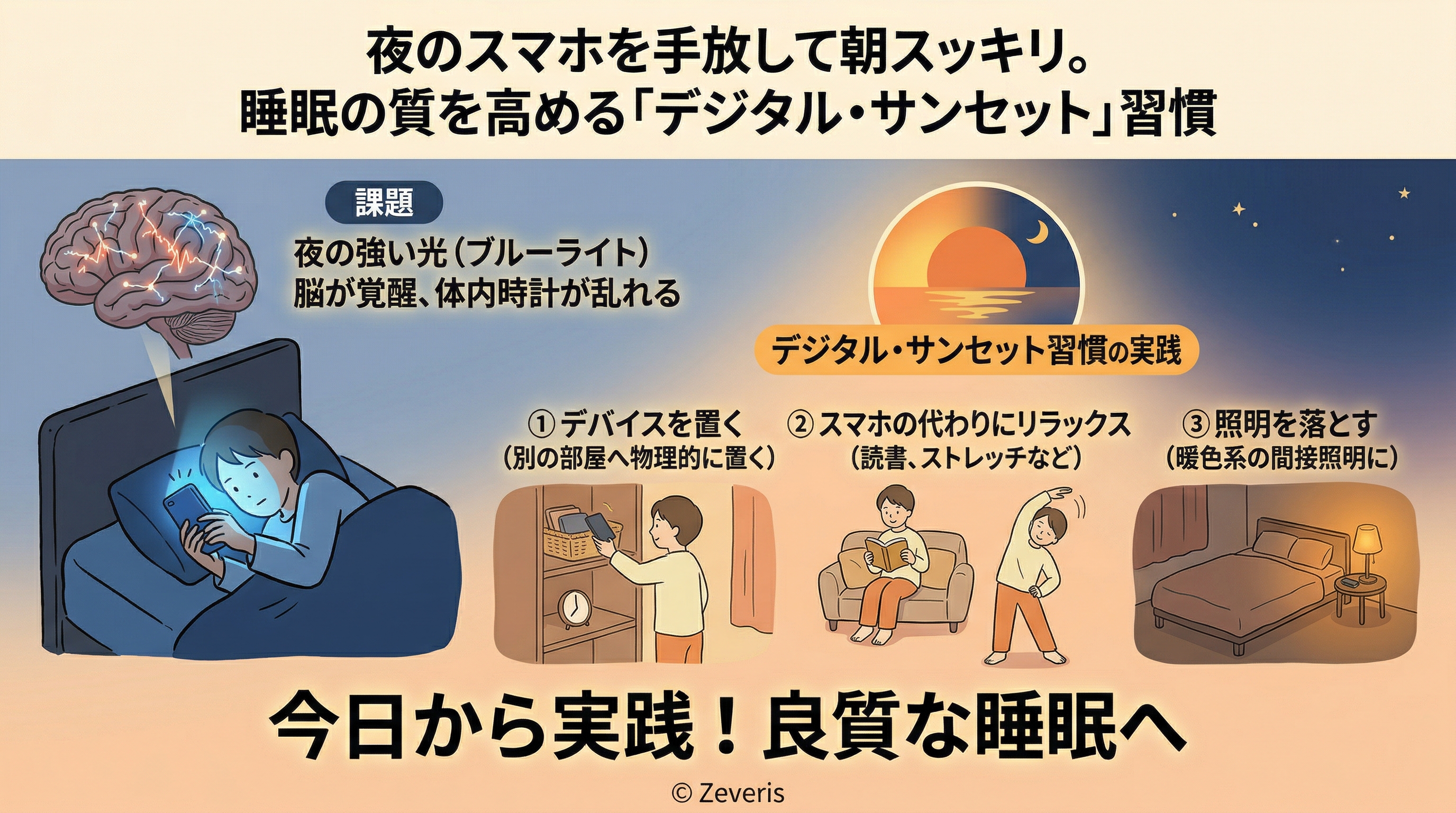 夜のスマホを手放して朝スッキリ。睡眠の質を高める「デジタル・サンセット」習慣
