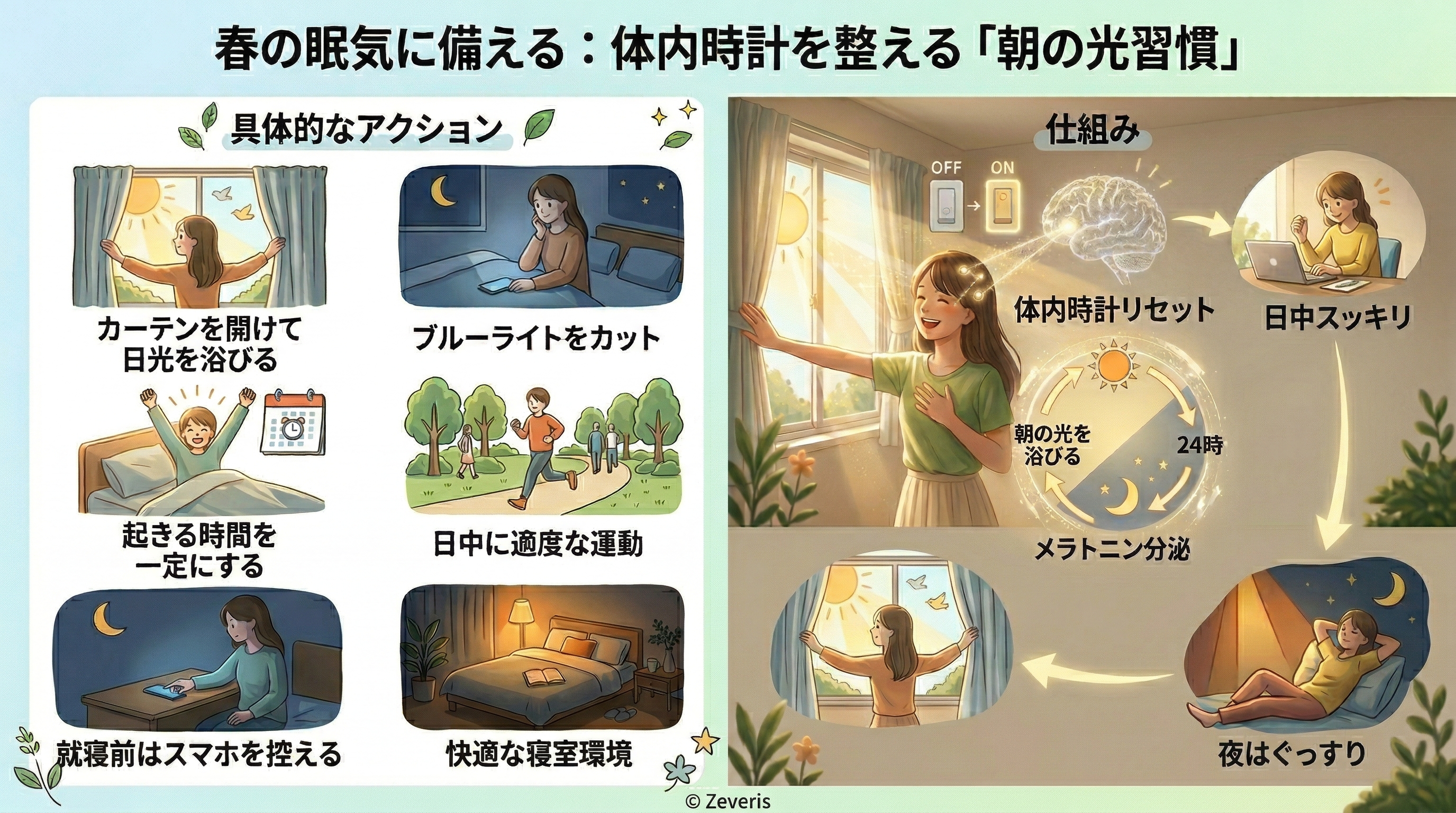 春の朝の光と体内時計