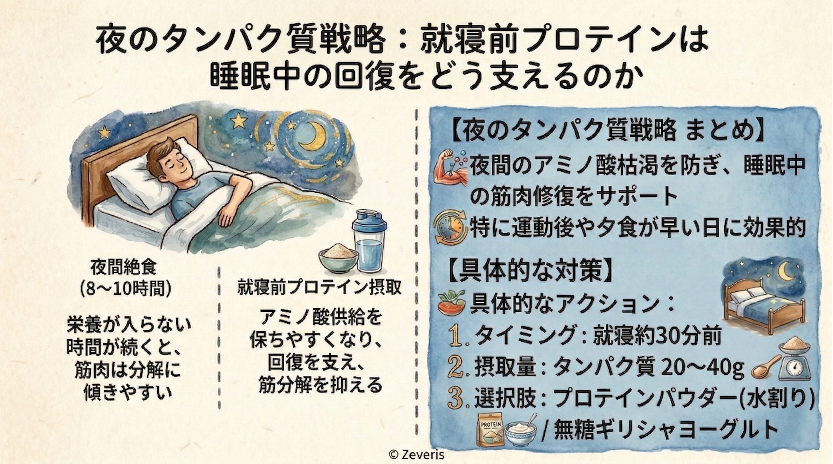 就寝前プロテインと睡眠中の筋肉回復