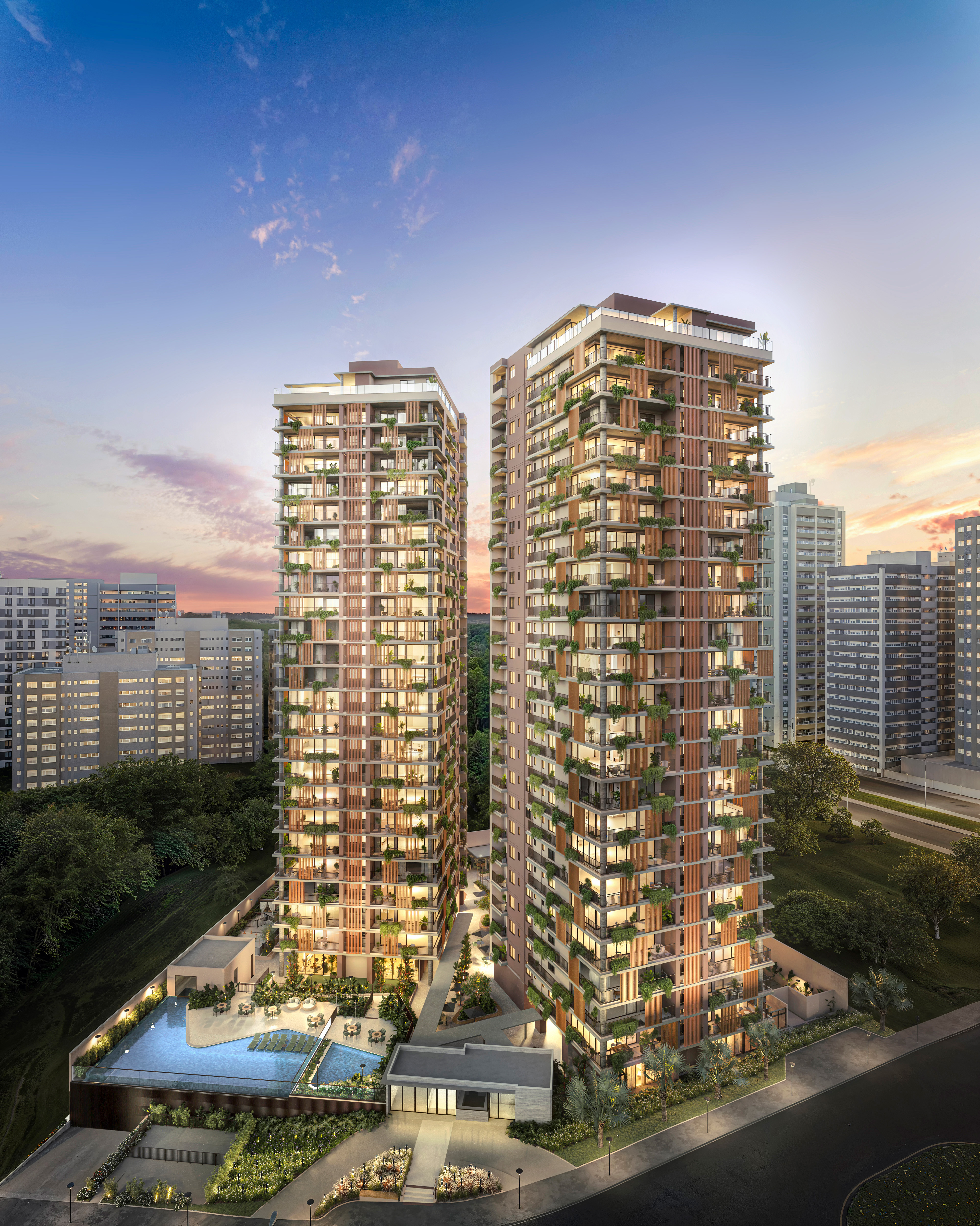 Arboreto Mirante – Fachada Noturna