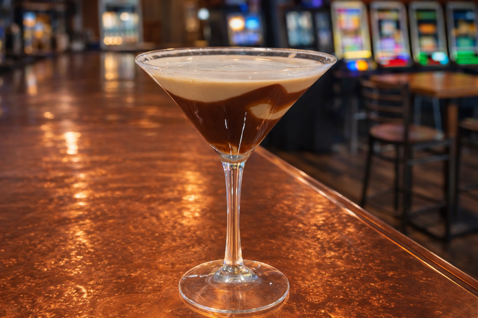 Craft cocktails and hand-dipped ice cream sundae at Tipsy Tee Tavern bar in Adams Wisconsin