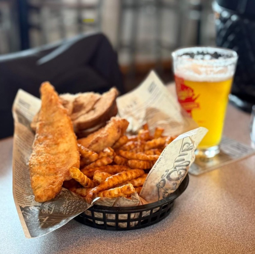 Hand-breaded Wisconsin walleye fish fry dinner — served every Friday all year long at Tipsy Tee Tavern in Adams, WI near Castle Rock Lake