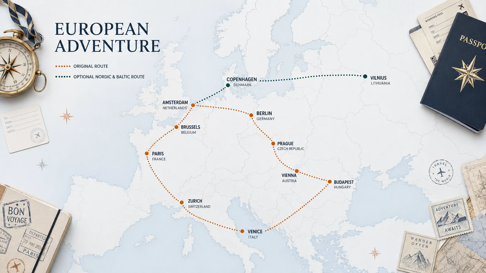 Mapa del itinerario europeo