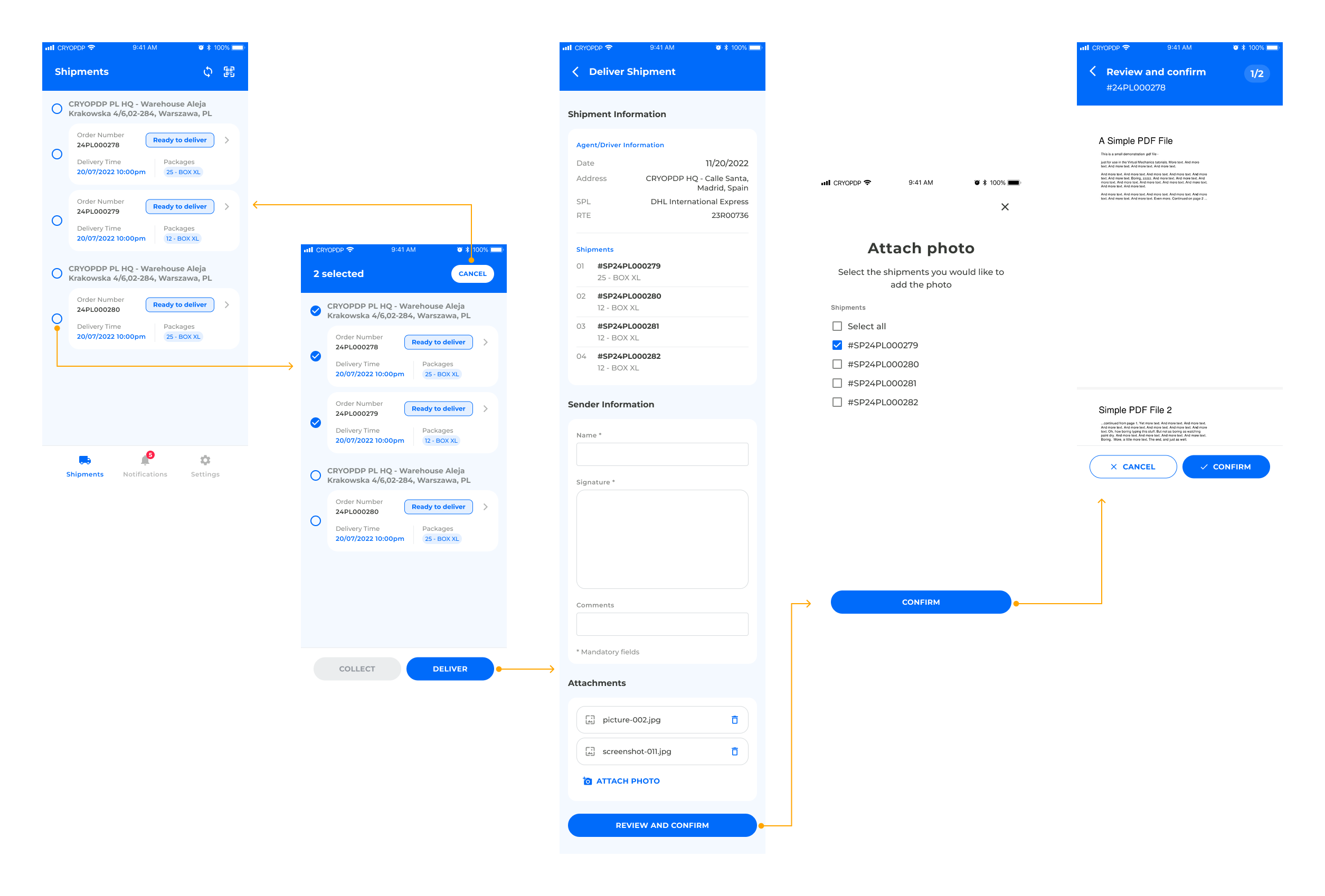 Mobile Driver App — Collect and delivery multiple shipments