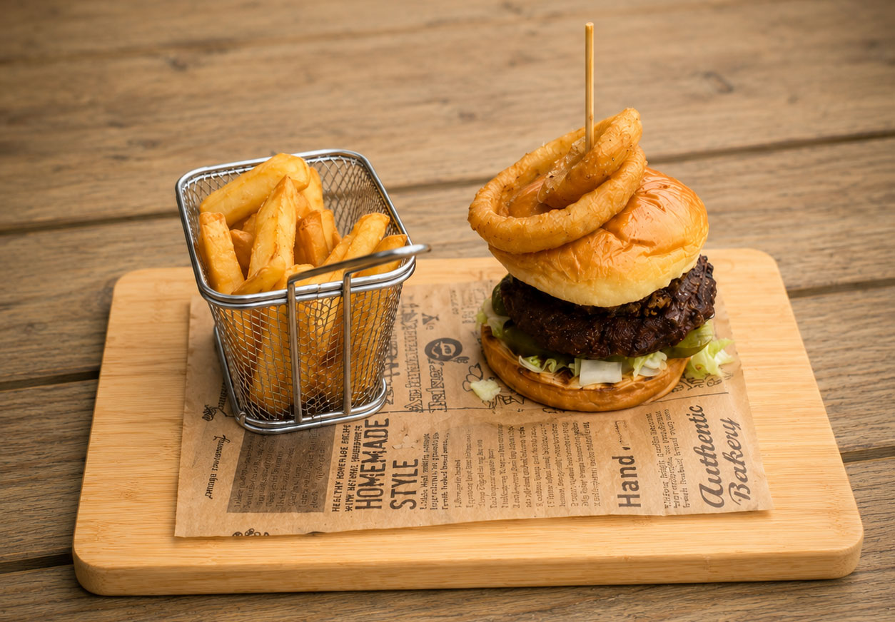 Eglinton Inn Beith — signature gourmet burger Delicious gourmet burger from Eglinton Inn kitchen