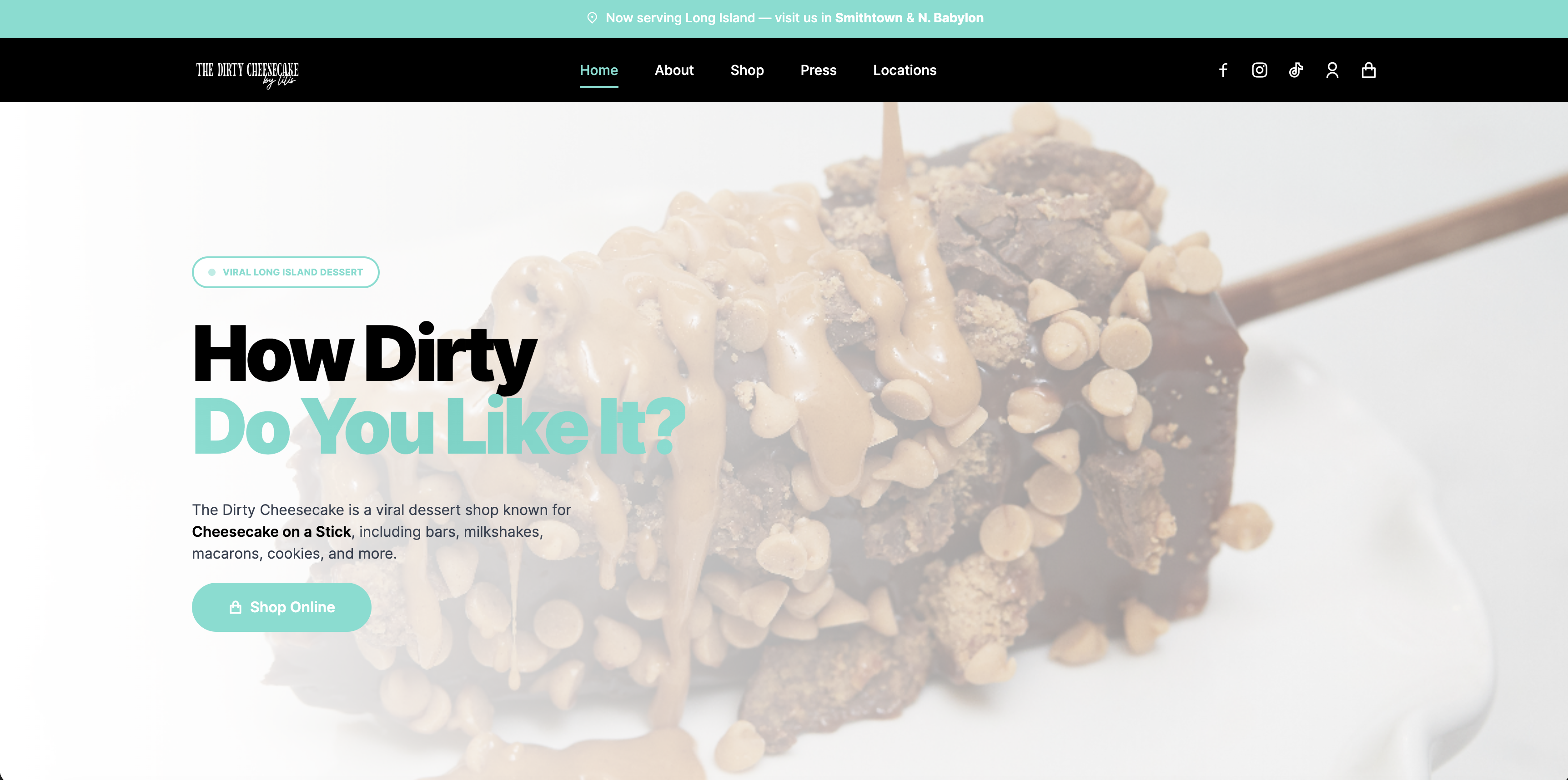 The Dirty Cheesecake website design