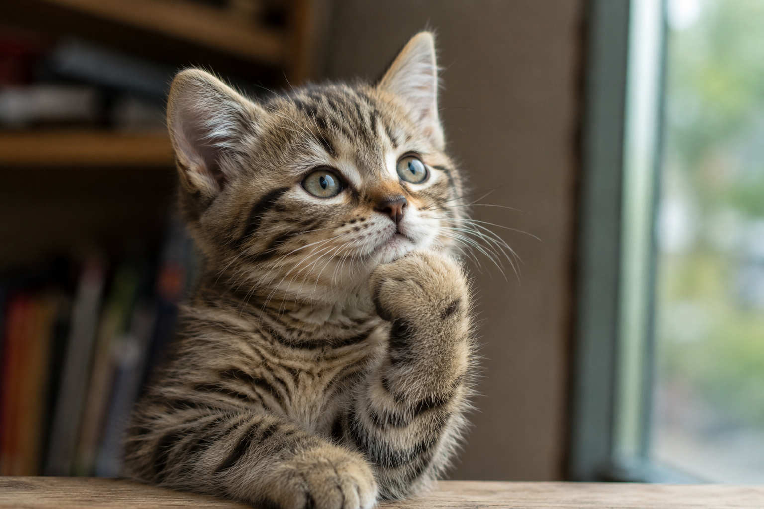 A contemplative cat thinking deeply about business purpose and life design