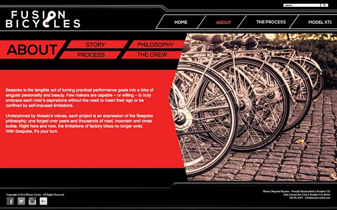 Fusion Bicycles Website — view 2