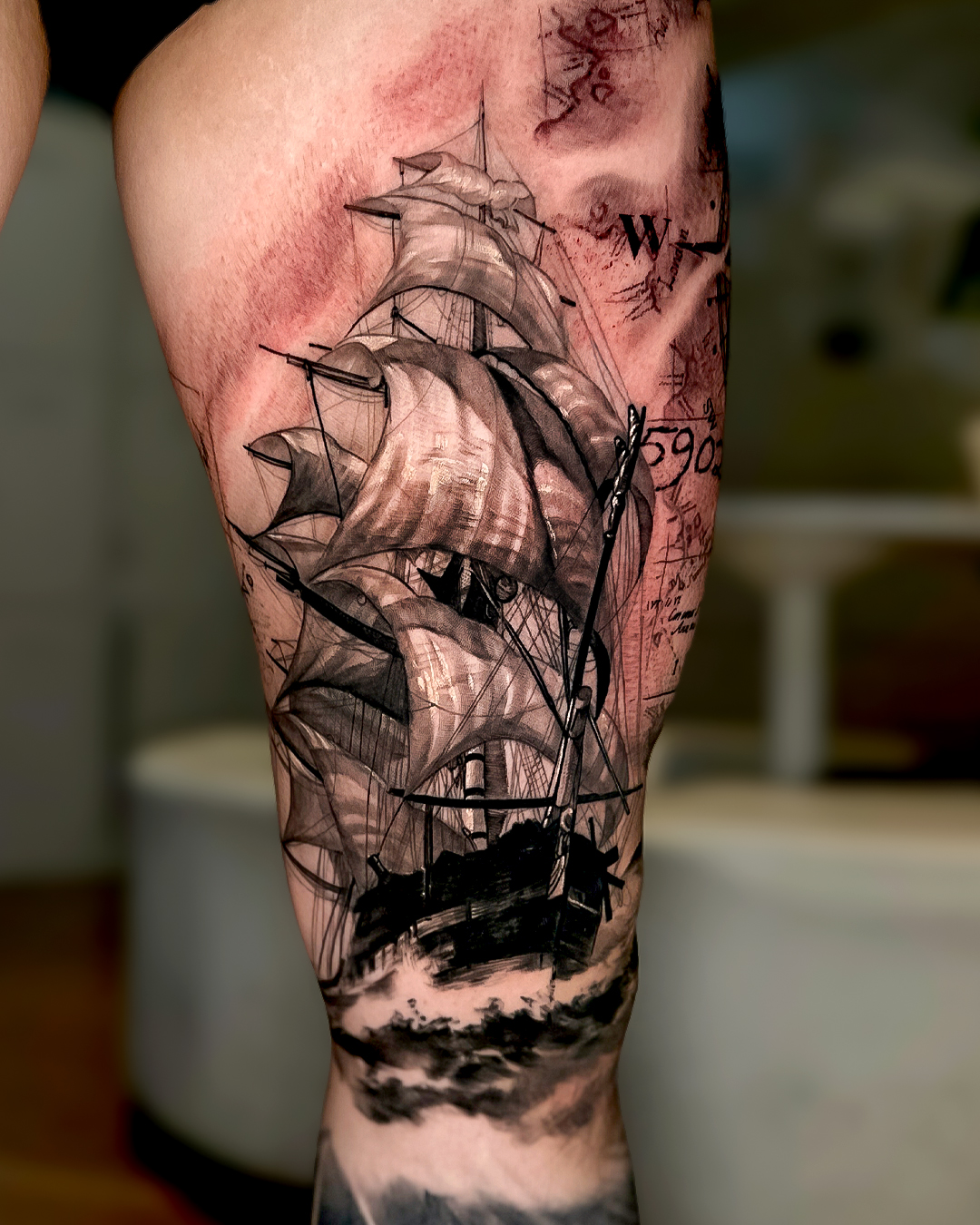 Illustrative tattoo Seoul by Ssab — custom illustrative tattoo at Yongsan studio, award-winning Seoul tattoo artist