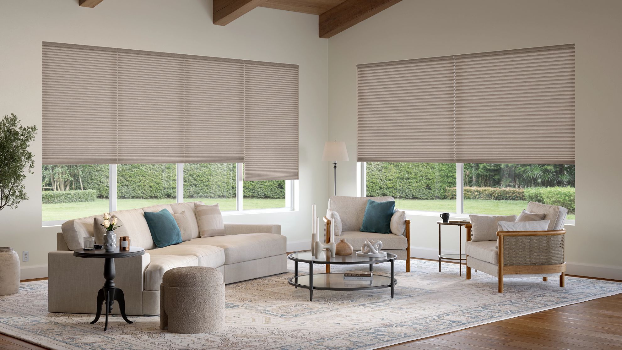 Custom window treatments in a beautifully designed home