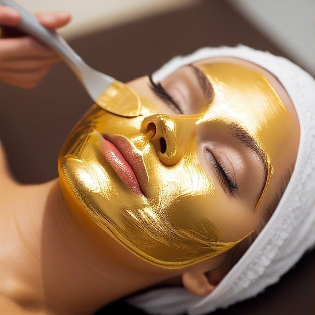 Verjüngende Behandlung mit Goldmaske